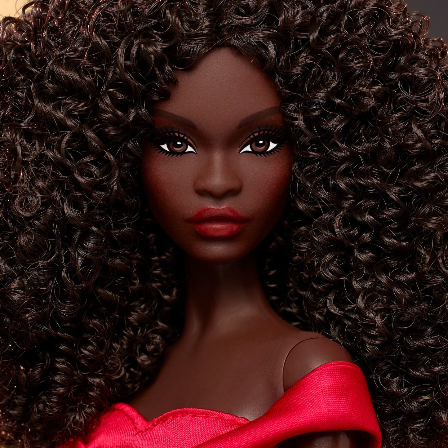 Barbie Signature Collectible Doll in Red Gown, 45th Anniversary Black Barbie By Kitty Black Perkins