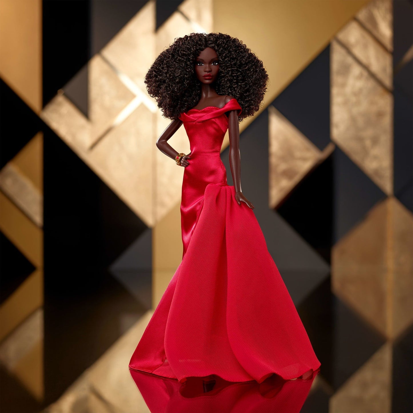 Barbie Signature Collectible Doll in Red Gown, 45th Anniversary Black Barbie By Kitty Black Perkins