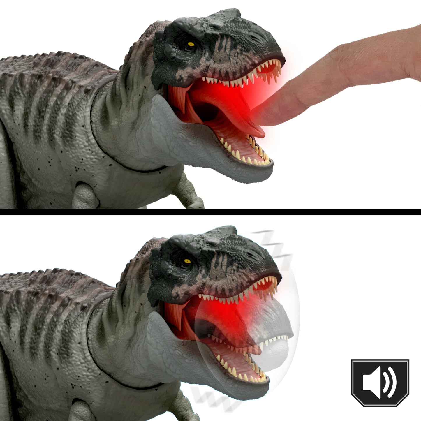 Jurassic World Dinossauro de Brinquedo Rebirth T-Rex Mordida Destruidora