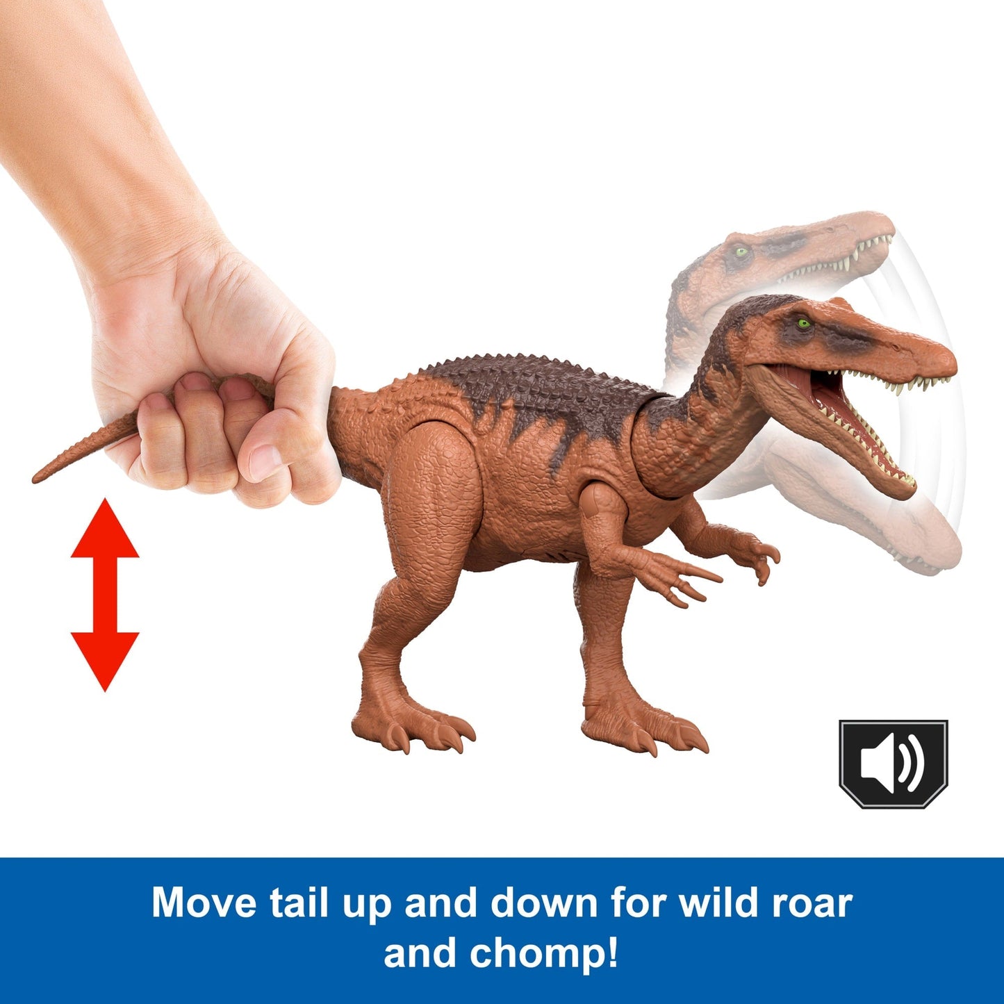 Jurassic World Rebirth Wild Roar Baryonyx Dinosaur Toy, Tail Controlled Attack Chomp & Sound