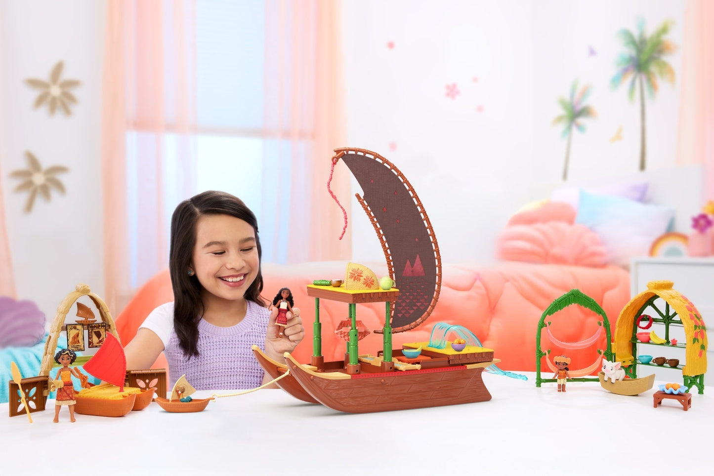 Disney Moana 2 Moana's Canoe Crew Playset With 5 Small Dolls & 3 Accessories, Inspired By The Movie