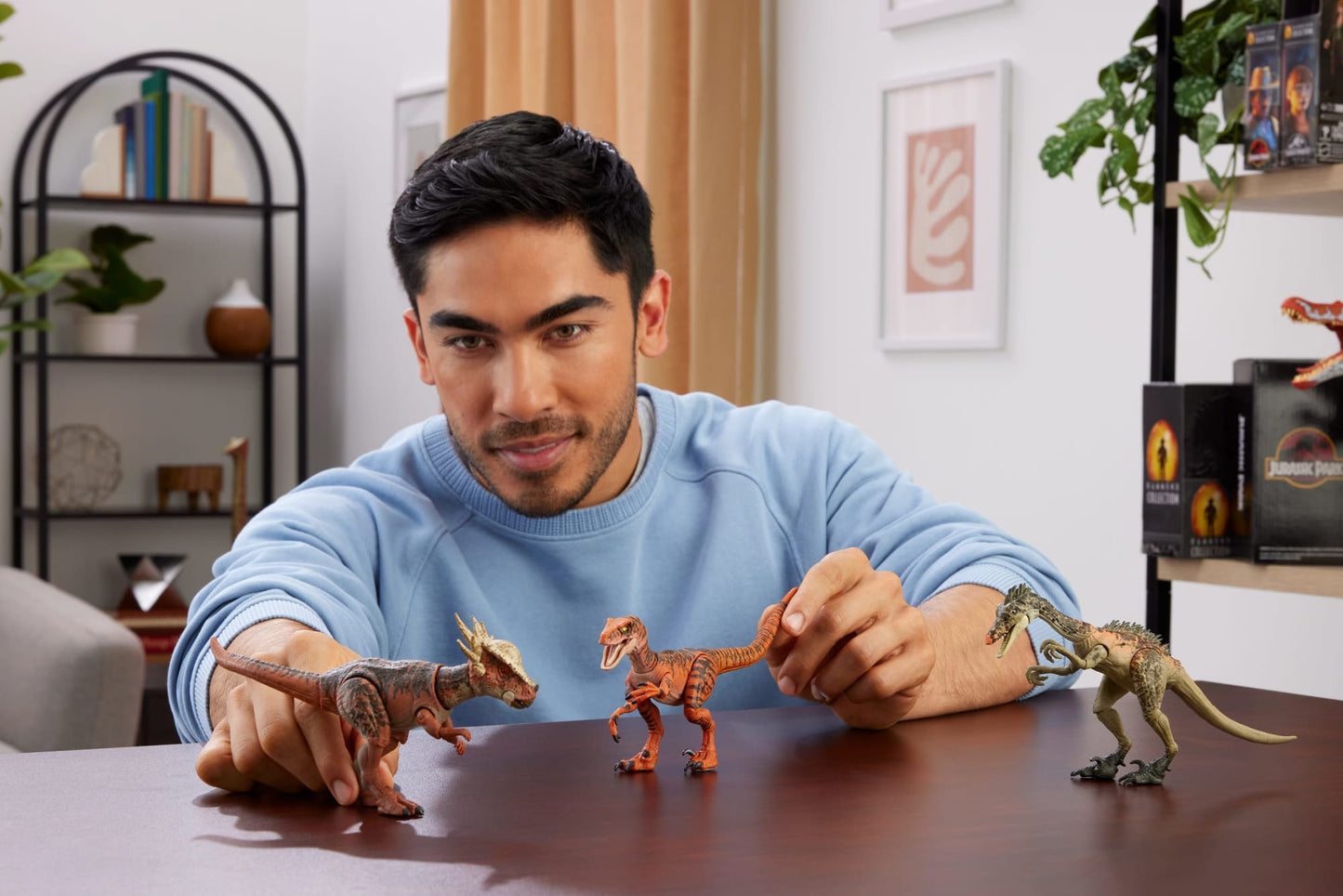 Jurassic World Dinosaurio de Juguete Hammond Collection Paquete con Dinosaurio y Humano