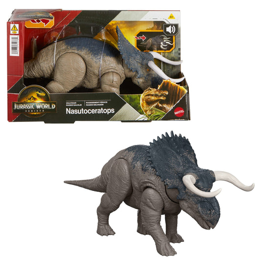 Jurassic World Dinossauro de Brinquedo Rebirth Rugido Selvagem Nasutoceratops