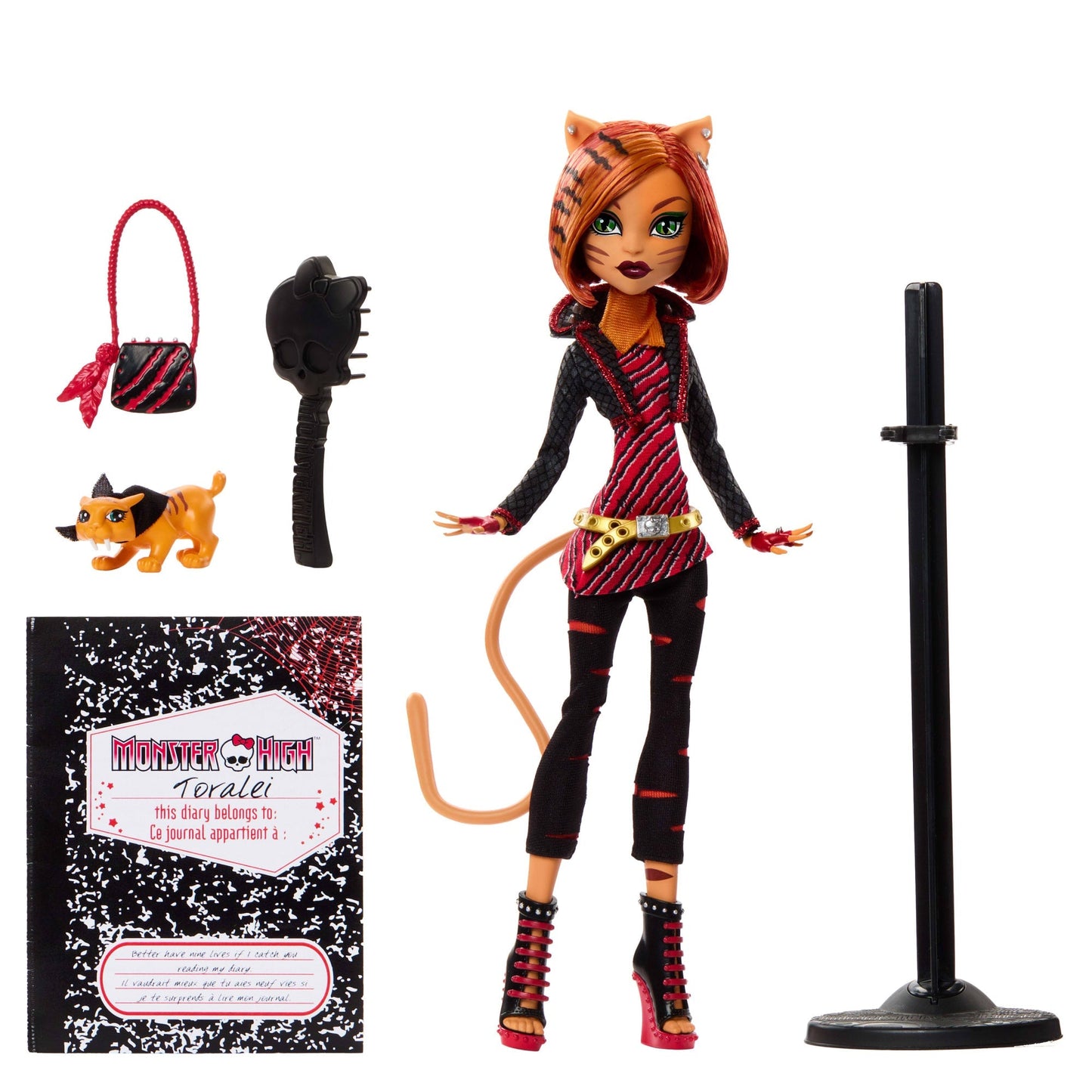 Monster High Boo-Riginal Creeproduction Toralei Doll With Diary, Doll Stand And Pet