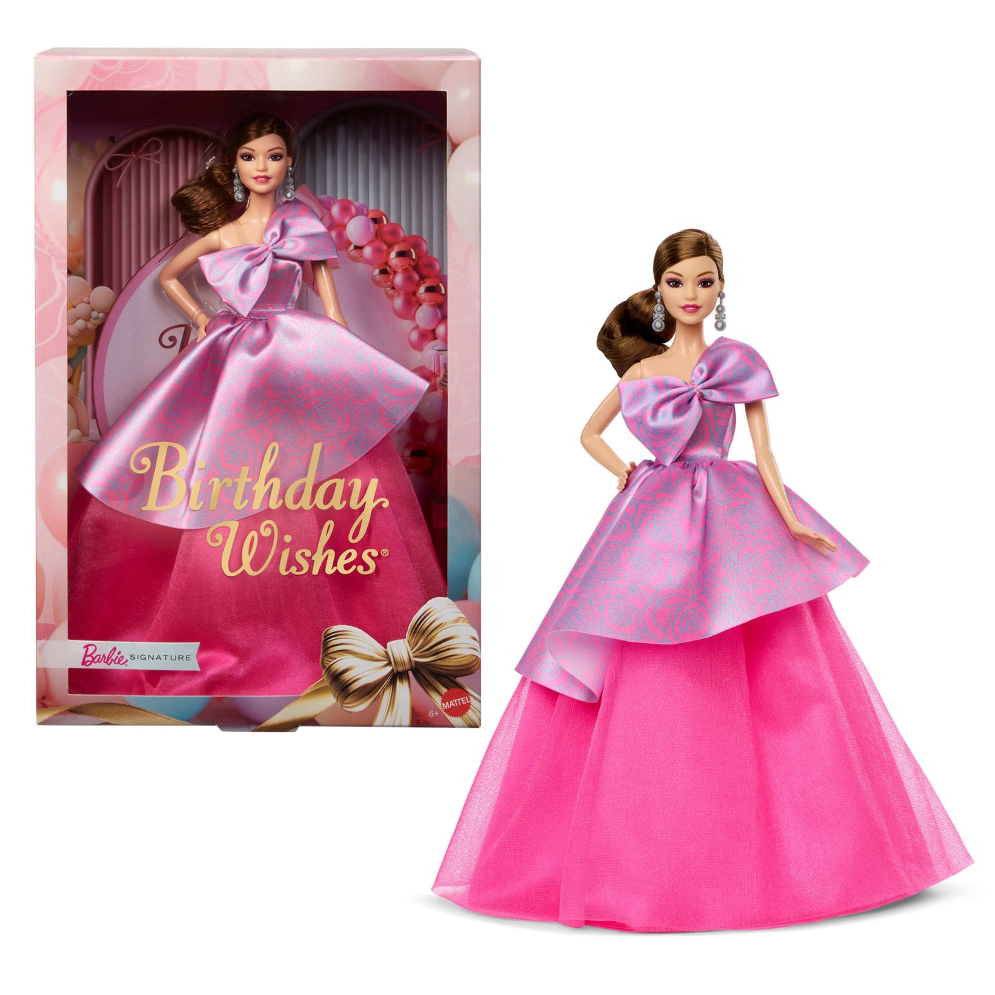 Barbie Signature Birthday Wishes Doll, Collectible Fashion Doll in Satiny, Pink Dress