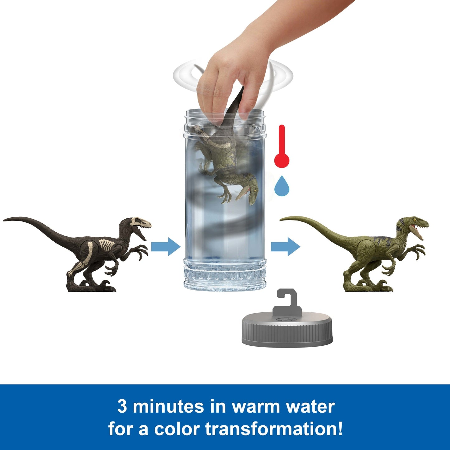Jurassic World Dino Reveal Dinosaur Toys, Warm Water Uncovers Full Decoration, Unpack & Color Change