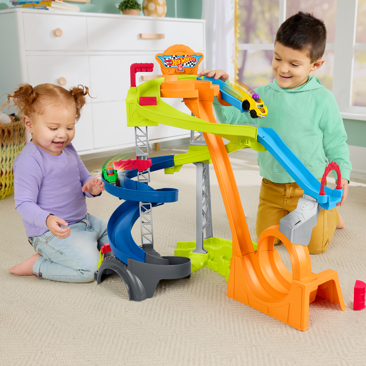 Little People Hot Wheels Juguete para Bebés Pista de Carreras y Choques