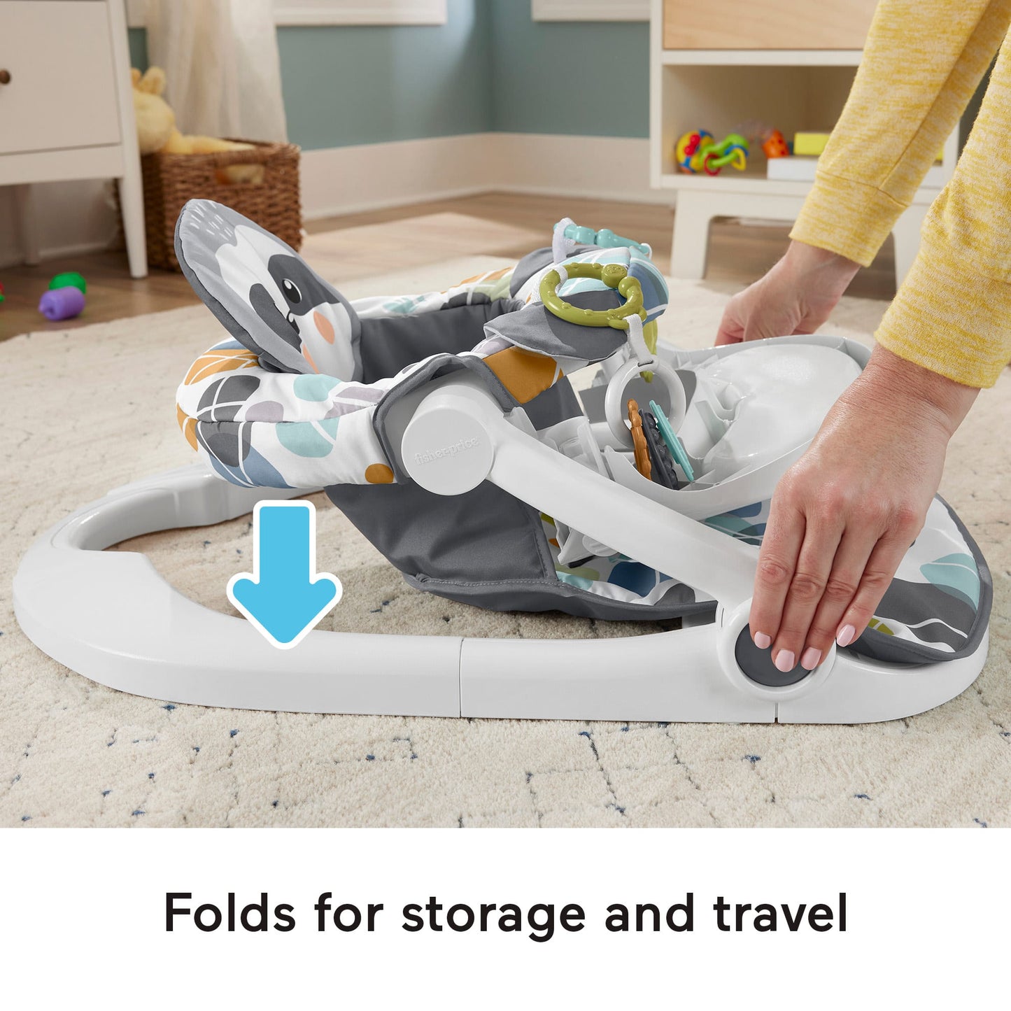 Fisher-Price Sit-Me-Up Floor Seat With Tray, Portable Baby Chair With Toys, Cute Sloth