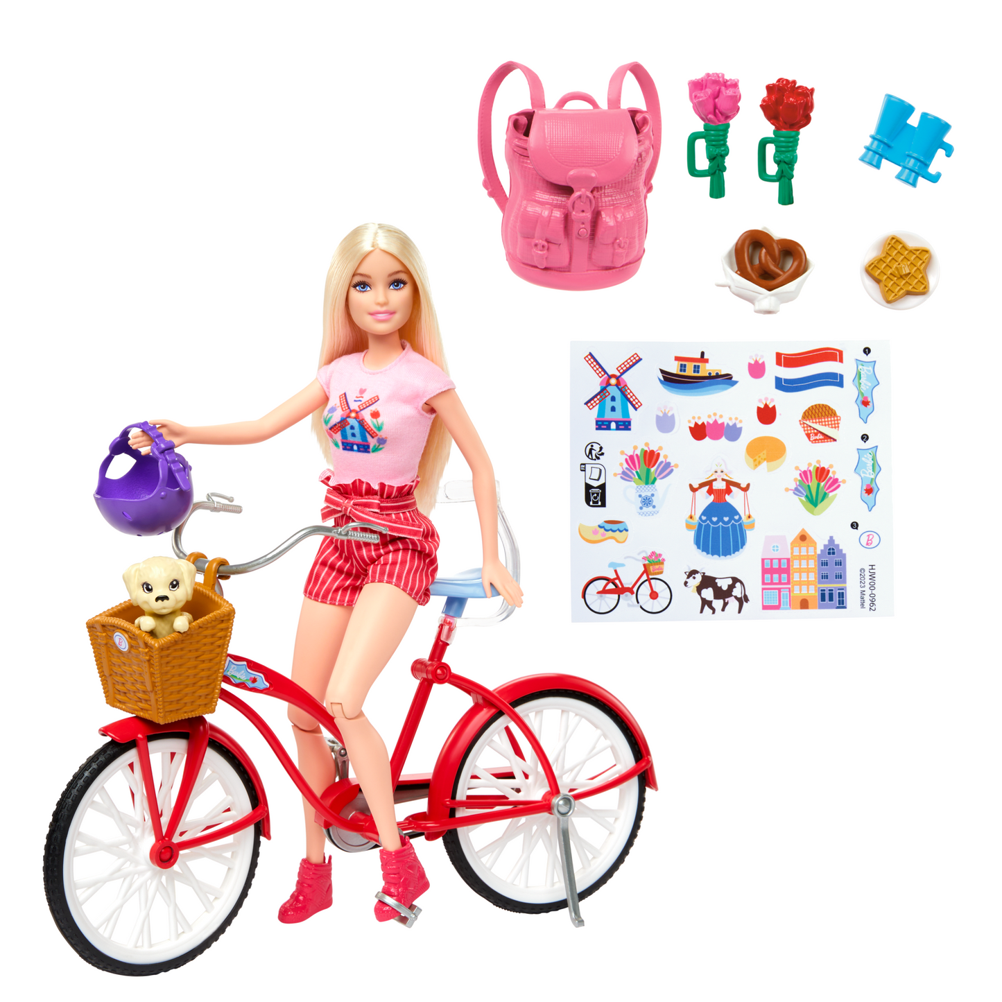 Barbie Passeport Rose Poupée et Coffret de Jeu Aventures en Hollande