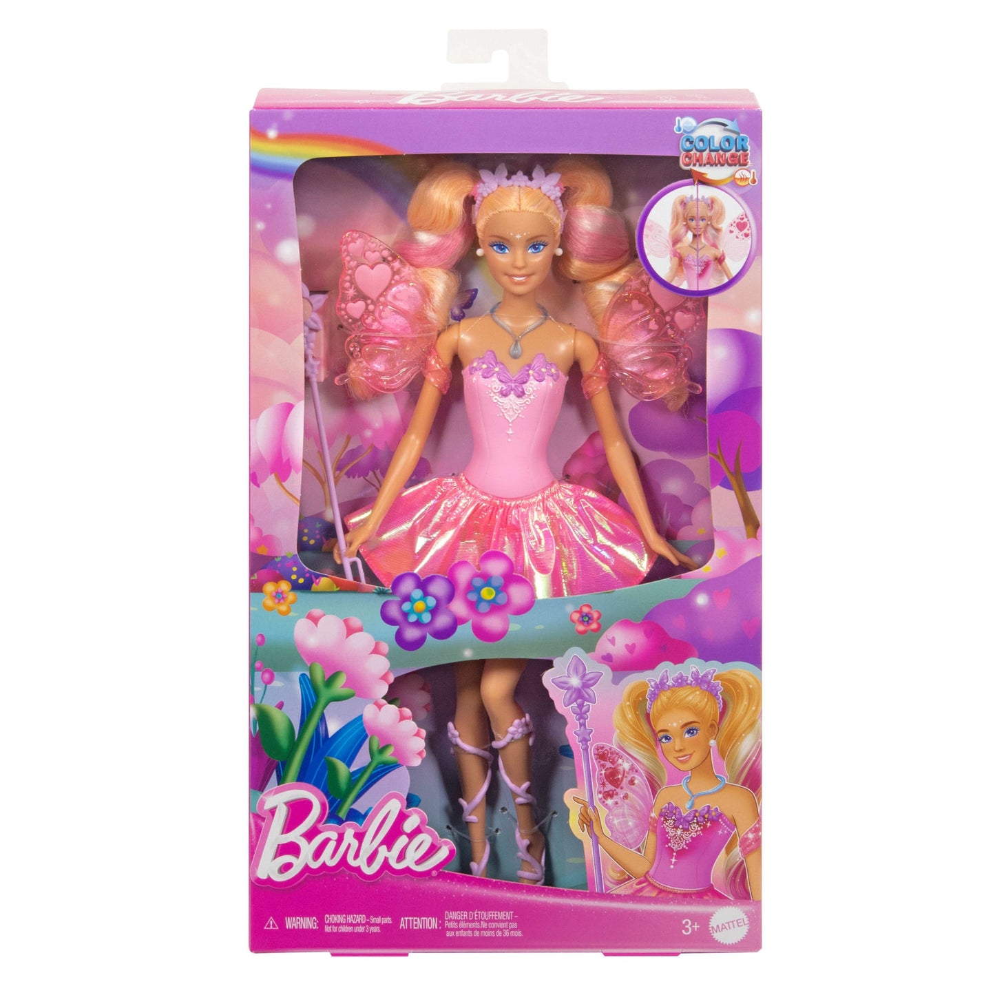Barbie Fantasy Fairy Doll With Color-Change Wings And Outfit, Includes Toy Wand With Sponge & Fashion Accessories