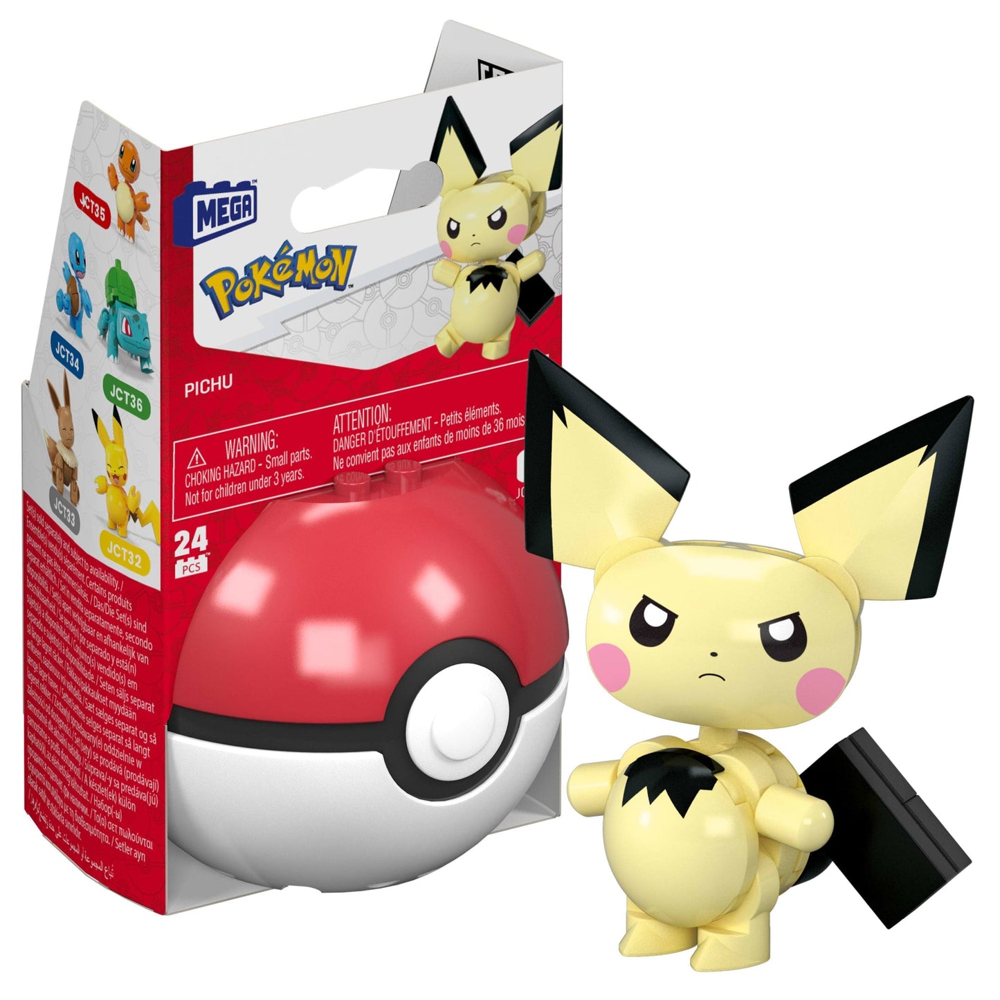 MEGA Pokémon Jogo de Construção Pokébola Colecionável Pichu