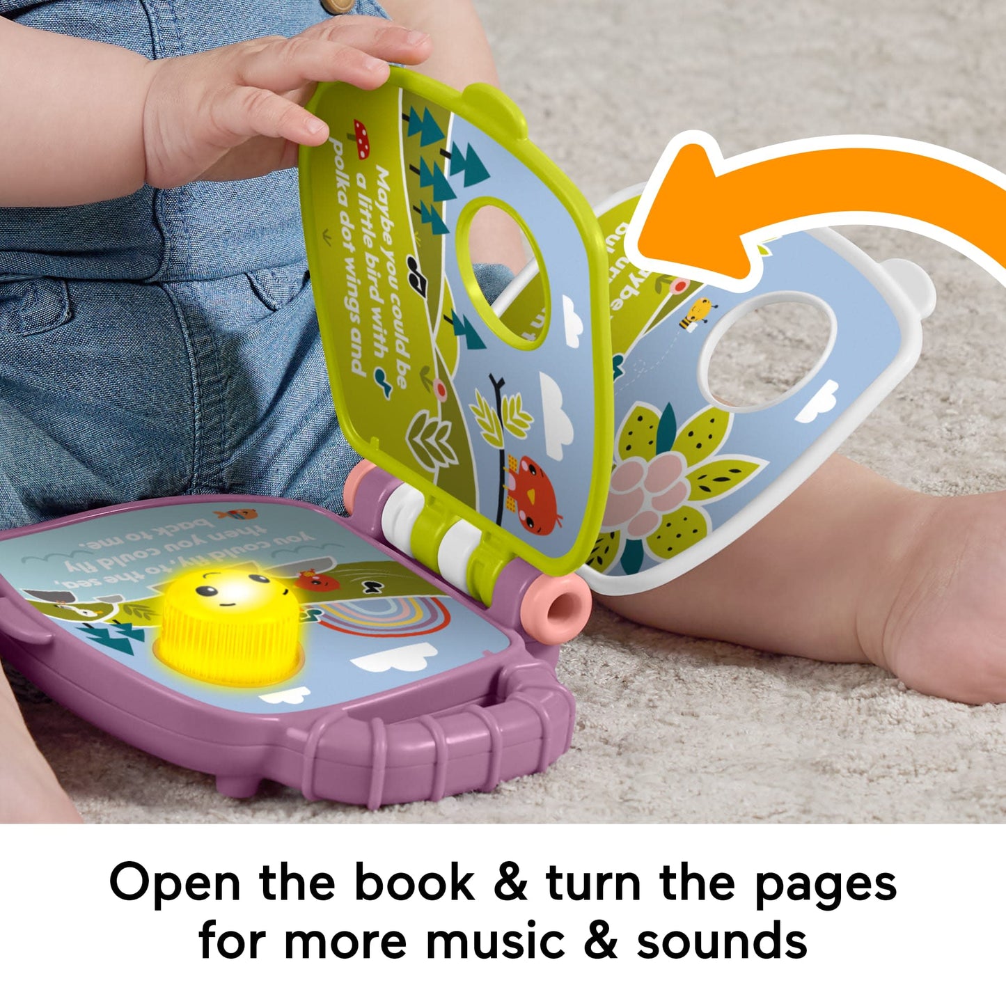 Fisher-Price Purple Monkey Musical Storybook Toy For Baby & Toddler With Lights & Sounds