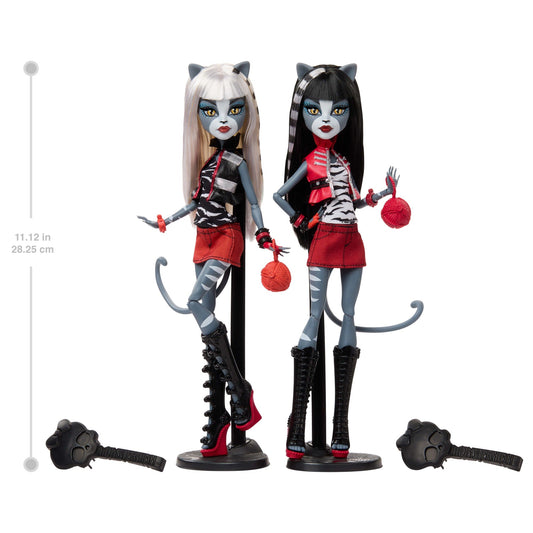 Monster High Boo-Riginal Creeproduction Meowlody And Purrsephone Dolls With Diary And Doll Stands