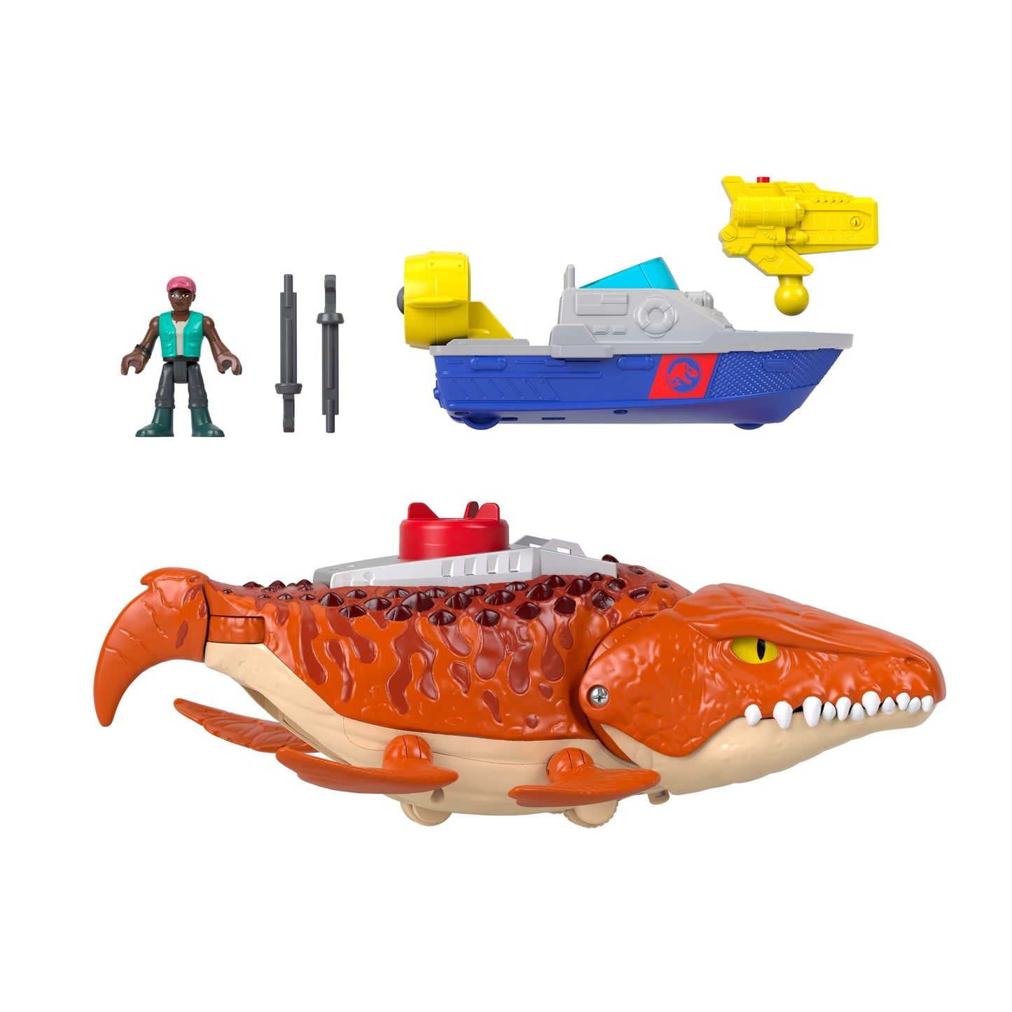 Imaginext Jurassic World Dinosaurio de Juguete Rebirth Mosasaurus Caza y Muerde