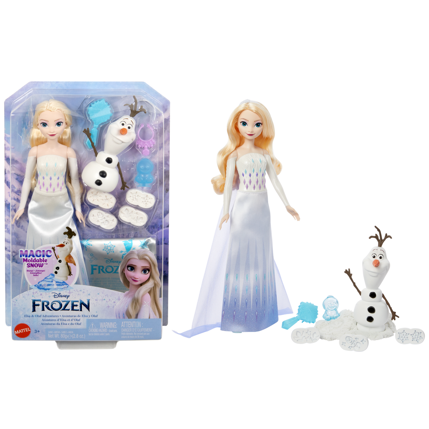 Disney Frozen Elsa & Olaf Adventures With Elsa Doll, Olaf Figure, Moldable Sand & 4 Stampers