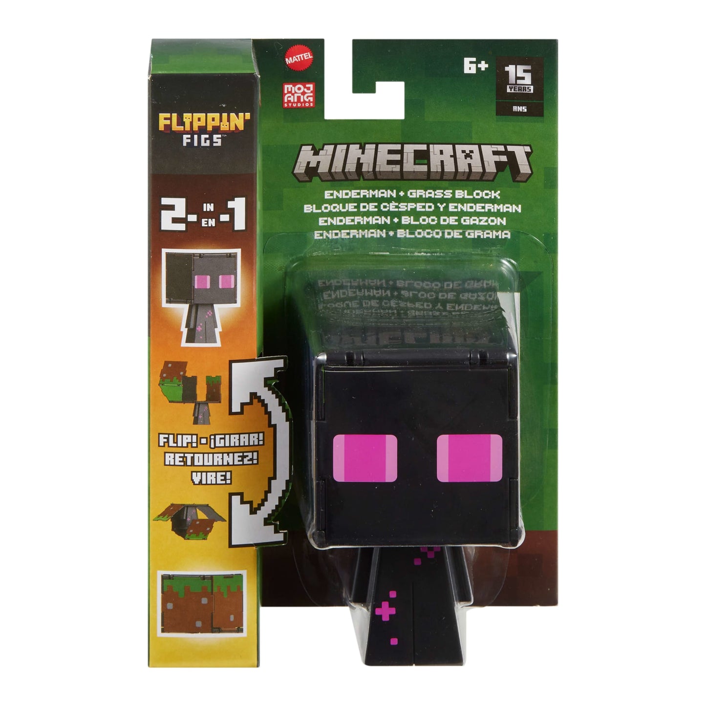 Minecraft Flippin’ Figs Figures Collection, 2-in-1 Fidget Play, 3.75-in Scale & Pixelated Design (Characters May Vary)