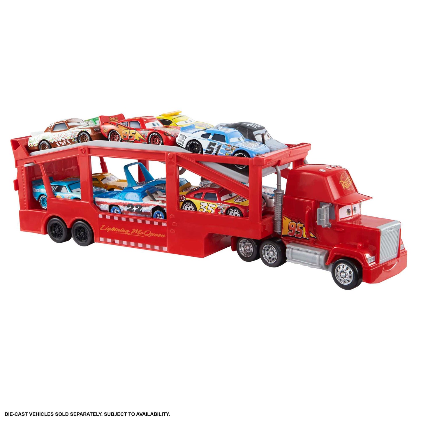 Disney/Pixar  Les Bagnoles  Camion Mack, Rampe, 33Cm, Pour 12Véh.