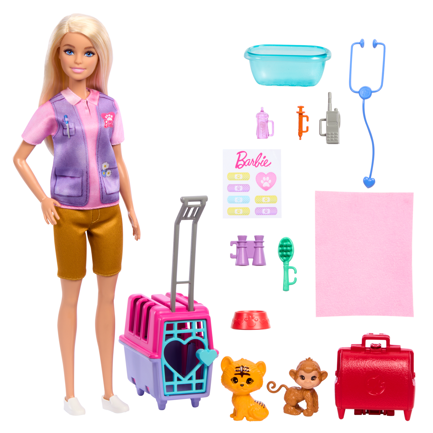 Barbie-Sauvetage D’Animaux-Coffret Poupée Blonde et Accessoires