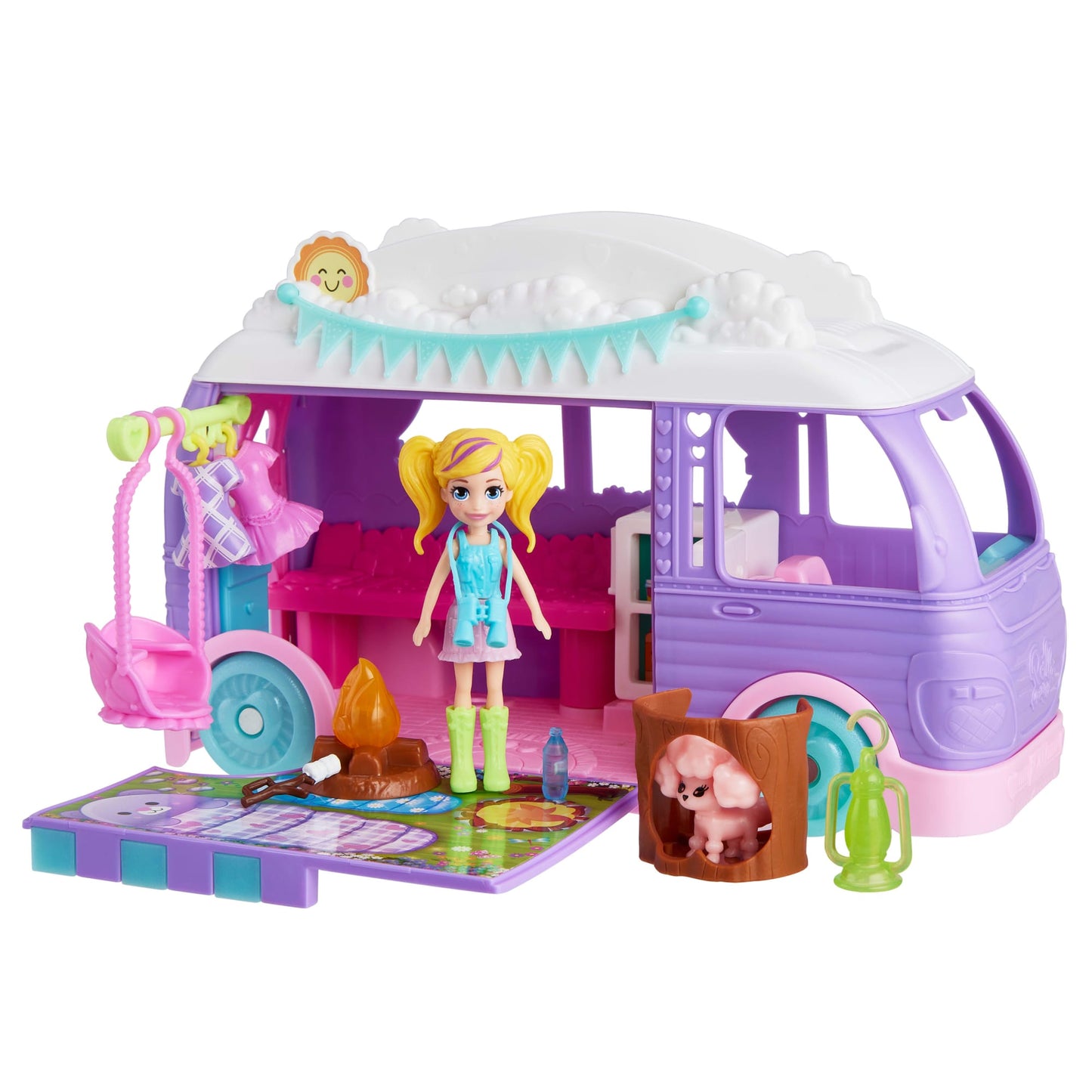 Polly Pocket  Coffret de Jeu  Autocaravane de Camping Glamour