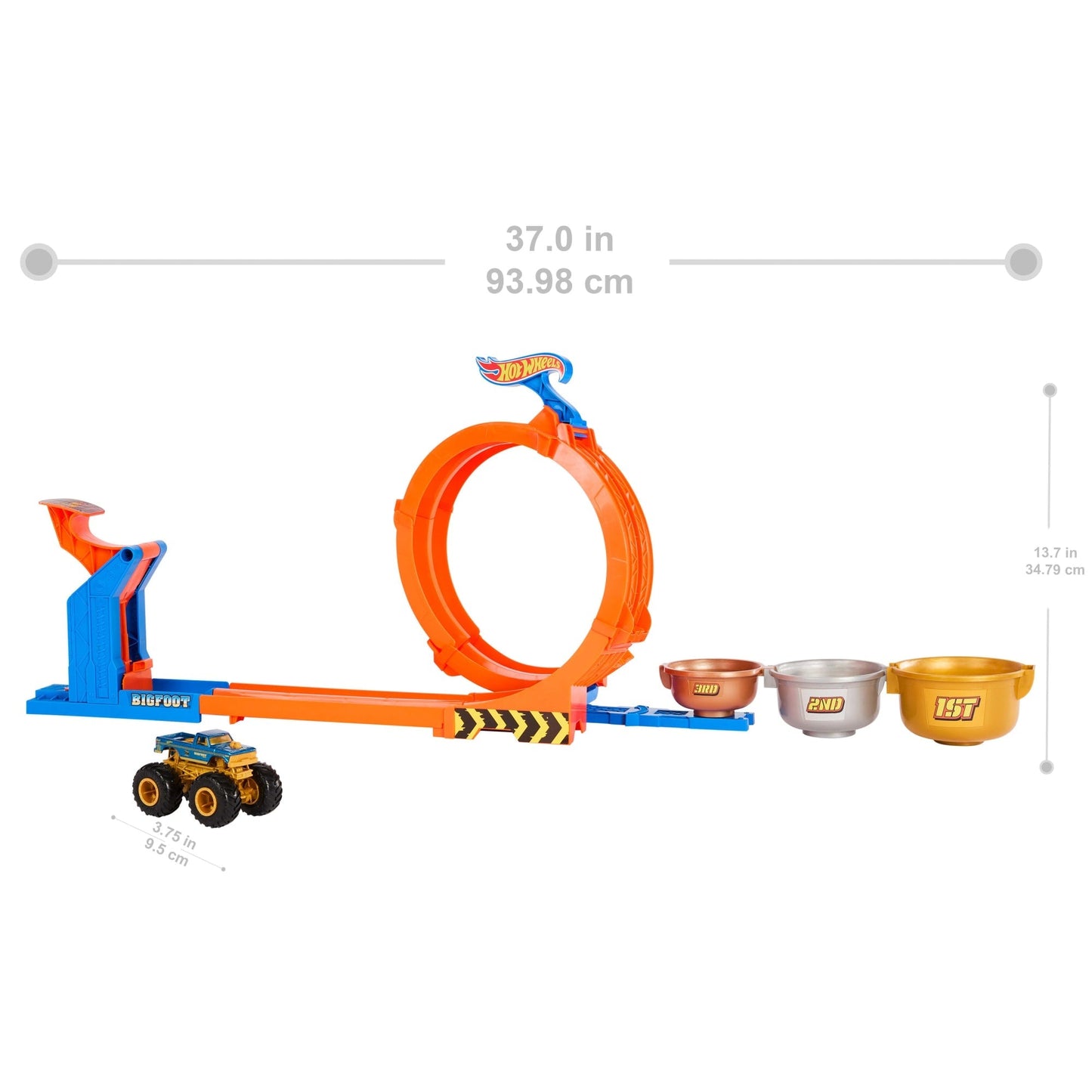 Hot Wheels Monster Trucks Loop-And-Flip Trophy Challenge Playset & Die-Cast Bigfoot Toy Truck