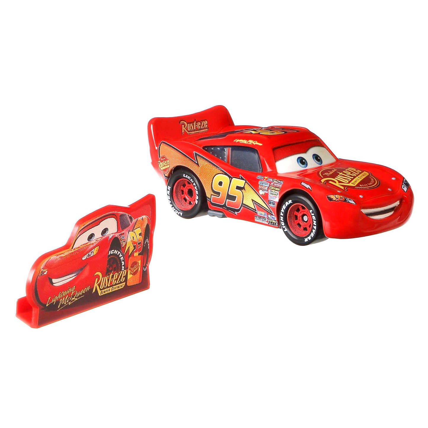 Cars de Disney y Pixar Vehículo de Juguete Rayo McQueen con Cartel