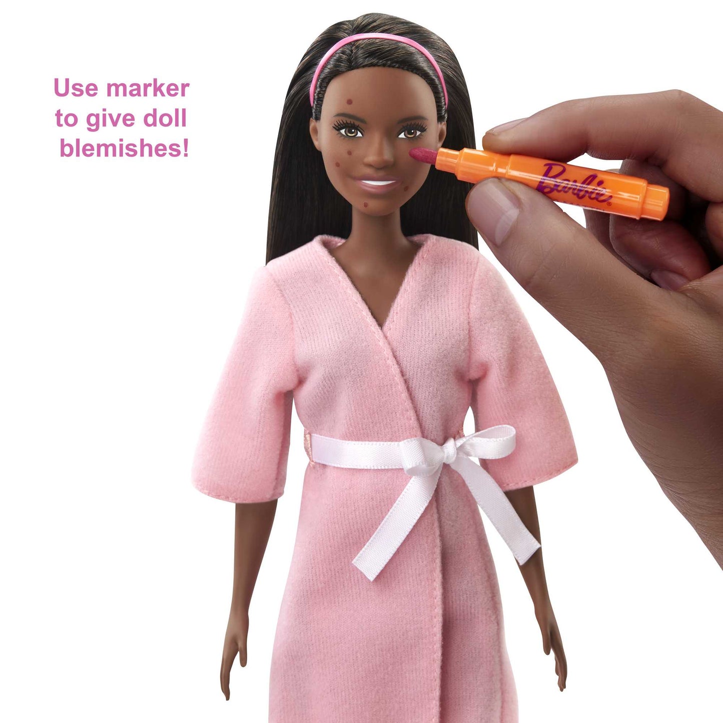 Barbie Face Mask Spa Day Playset, Brunette Barbie Doll, Puppy, Molding Toy & Dough