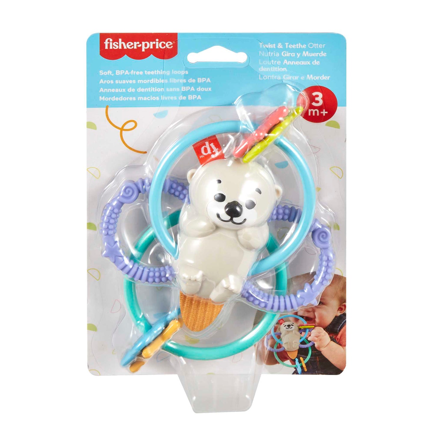 Hochet et Jouet de dentition Sans Bpa Pour Nouveau-Nés de Fisher-Price, Loutre à Tordre et Mordiller