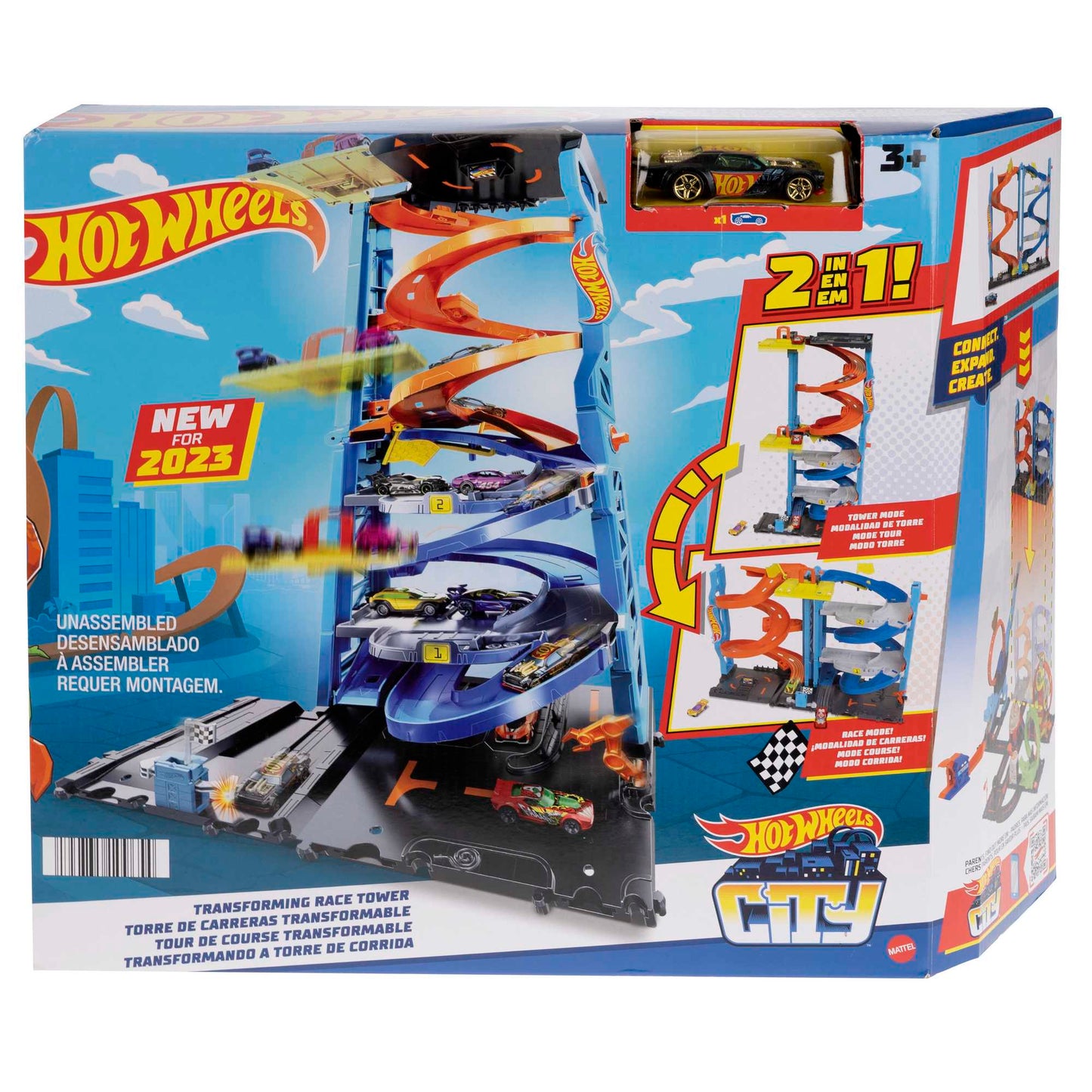 Hot Wheels City Pista de Brinquedo Torre de Corridas com Altura Dupla
