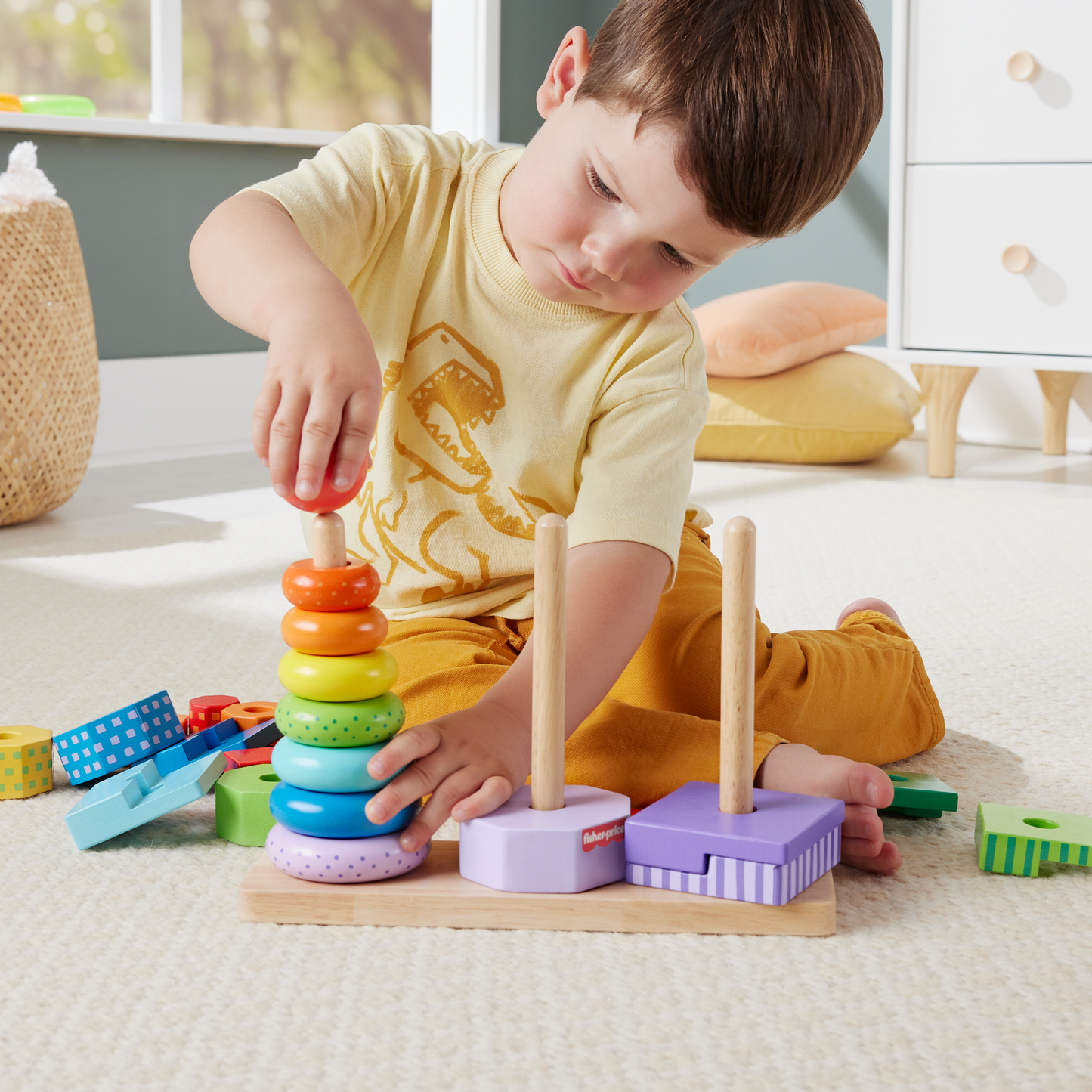 Fisher-Price Trieur de Formes Empilo en Bois, Triage, 26 Éléments