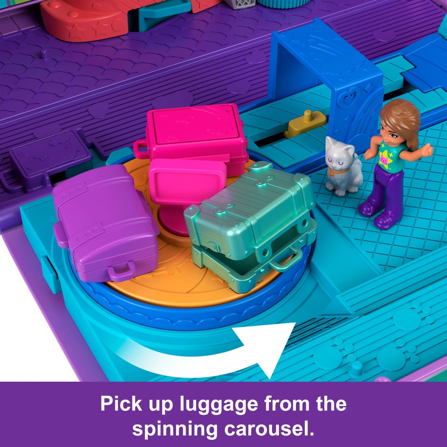 Polly Pocket Kitty AIrways Playset With 2 Micro Dolls And Pet, AIrplane Travel Toy With Accessories