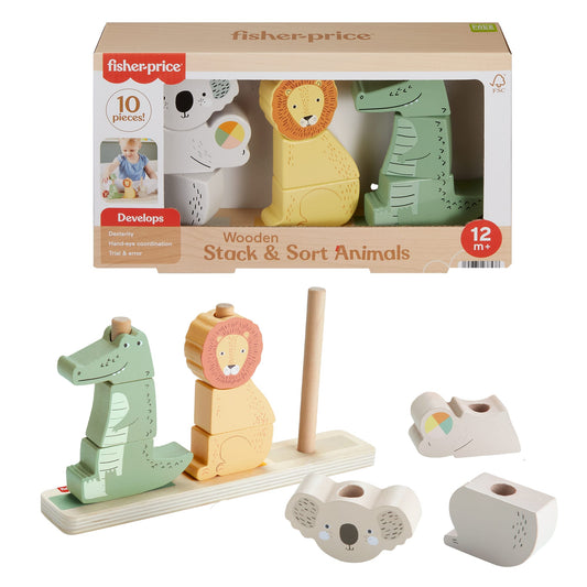Fisher-Price Juguete para Bebés Animalitos Apilables de Madera