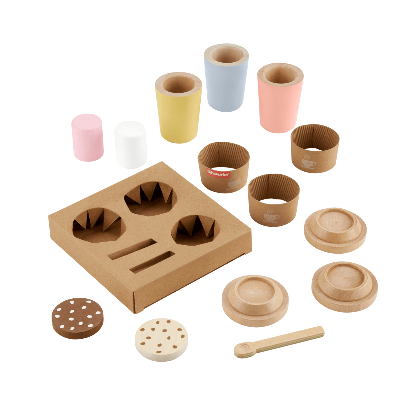 Fisher-Price Brinquedo para Bebês Conjunto Meu Primeiro Cappuccino de Madeira