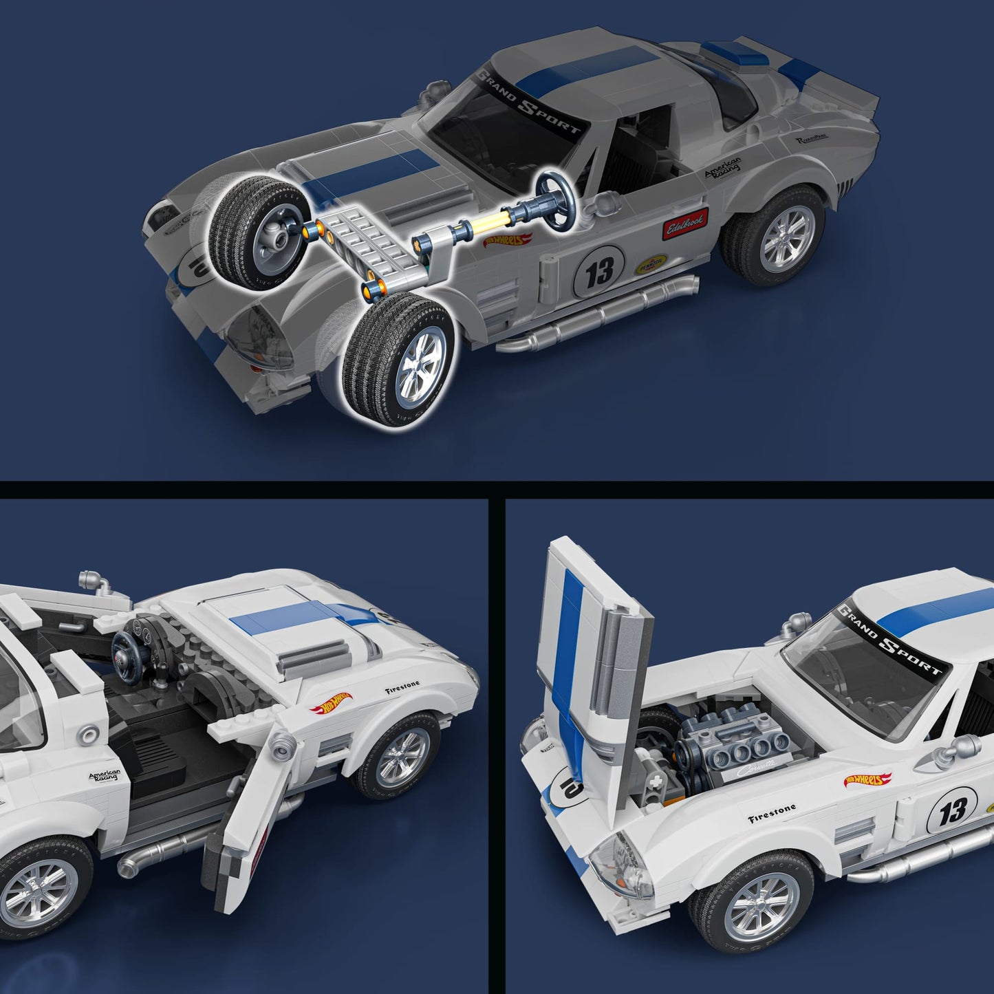 Mattel Brick Shop Hot WheelsJuguete de Construcción Elite 63 Corvette Grand Sport