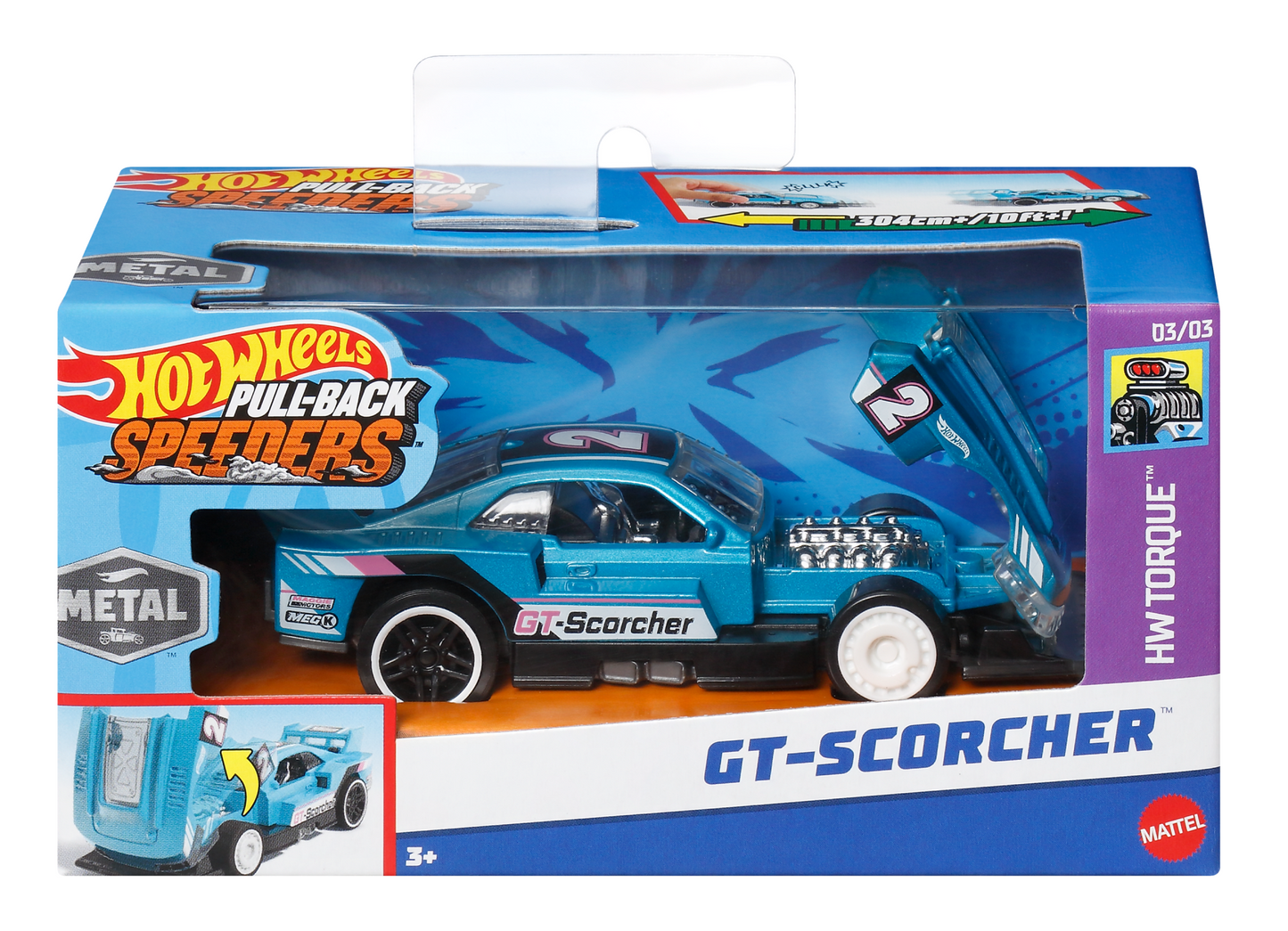 Hot Wheels Pull-Back Speeders Toy Car in 1:43 Scale, Pull Car Backward & Release To Race