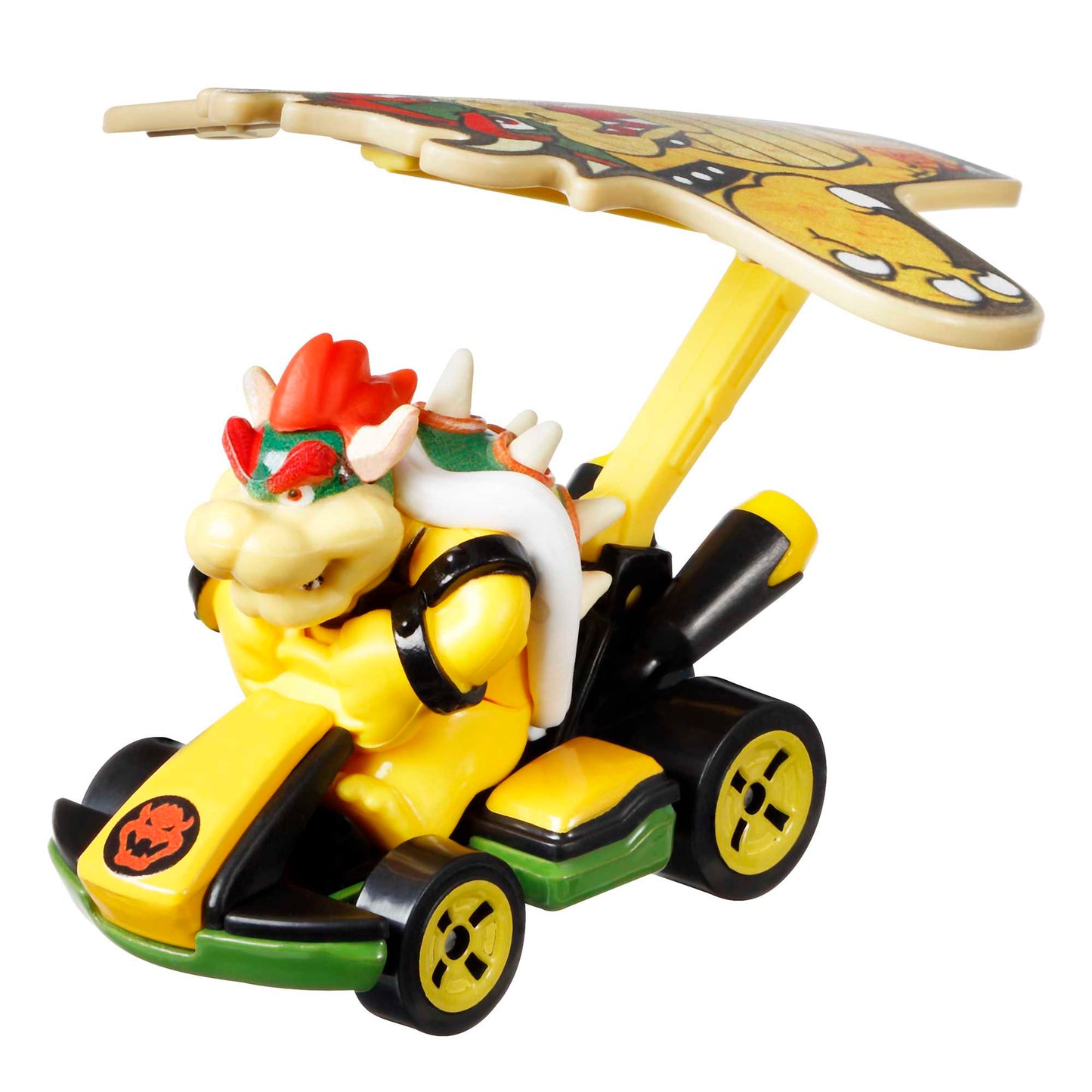 Hot Wheels Mario Kart Veículo de Brinquedo Bowser Padrão Kart com Paraquedas