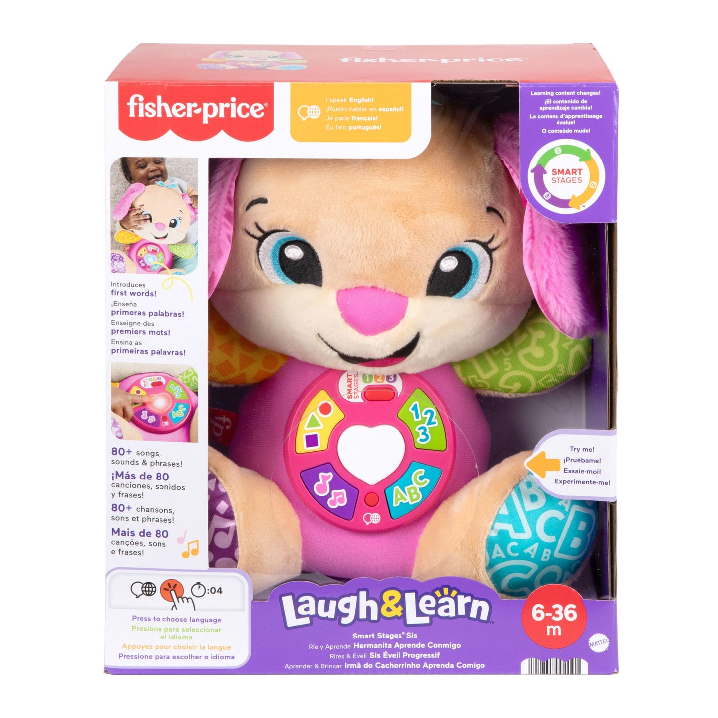 Fisher-Price Aprender e Brincar Brinquedo para Bebês Irmã do Cachorrinho Aprende Comigo