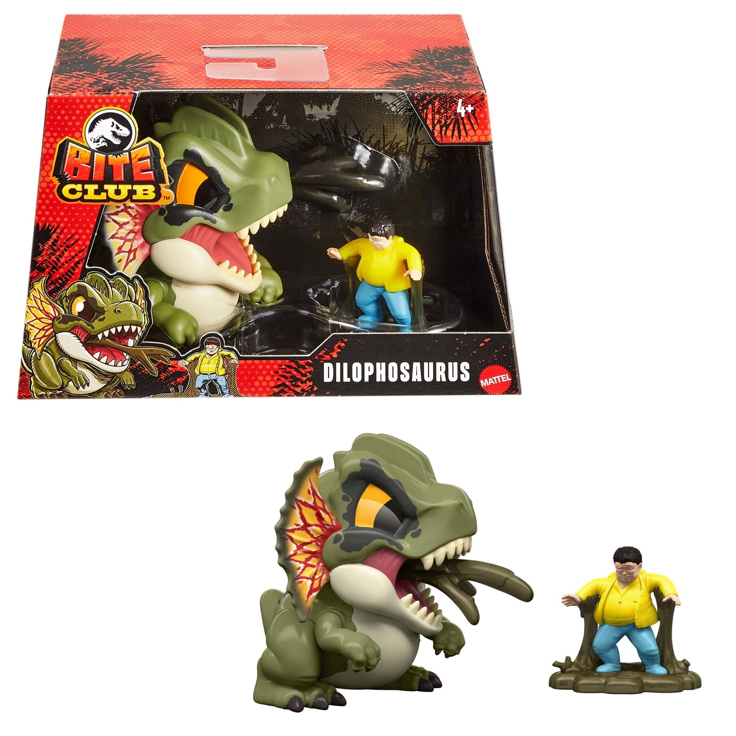 Jurassic World Bite Club Dilophosaurus Collectible Dinosaur Figure & Movie Toy Accessory