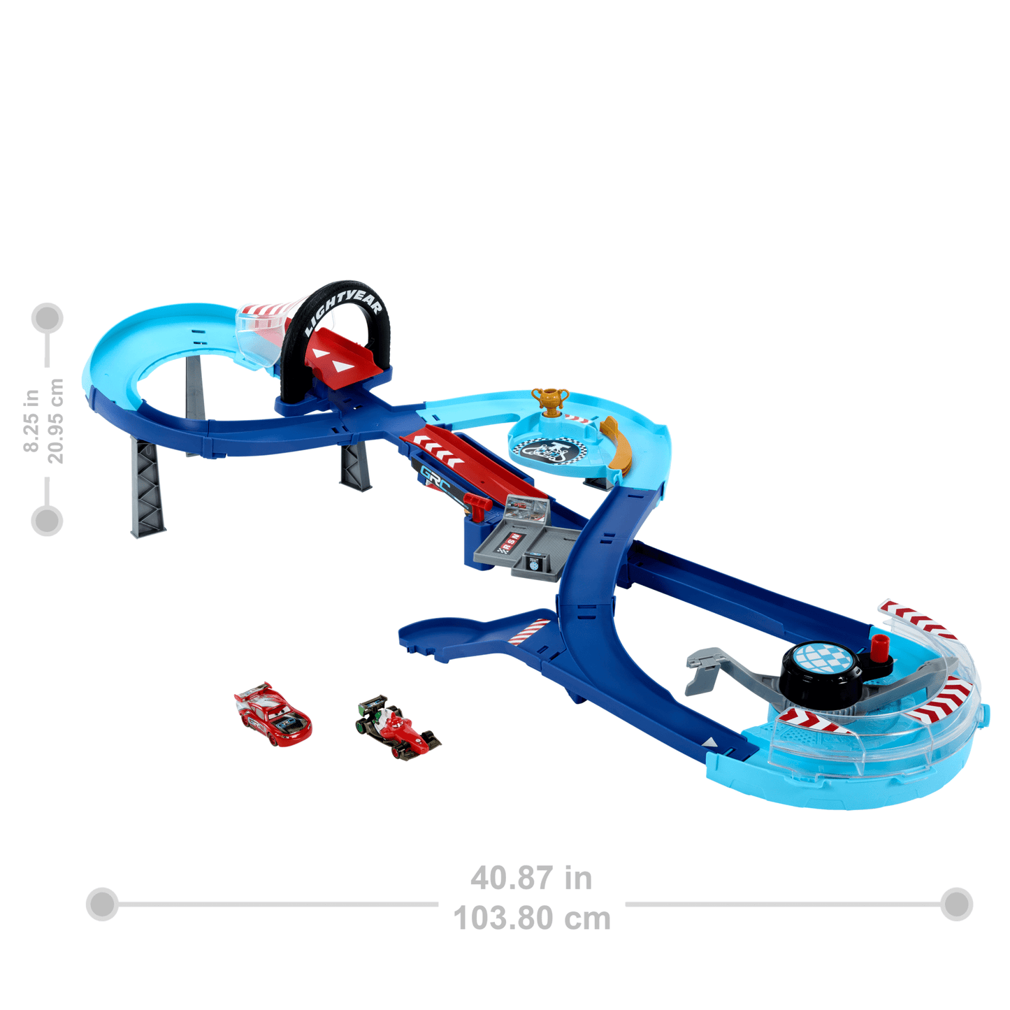 Disney And Pixar Cars Grc Jumping Raceway Playset With 2 Toy Vehicles, Includes Lightning Mcqueen