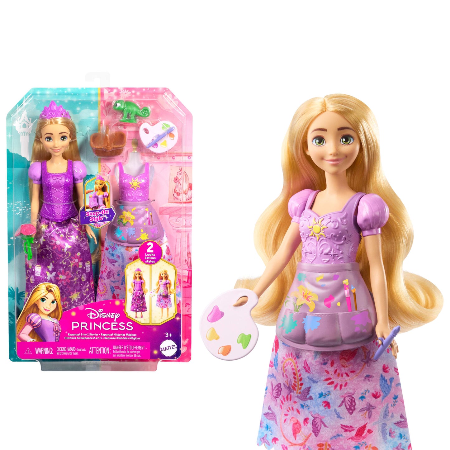 Disney Princess 2-in-1 Stories Rapunzel Fashion Doll With 2 Snap-On Bodices, 2 Skirts & 9 Accessories