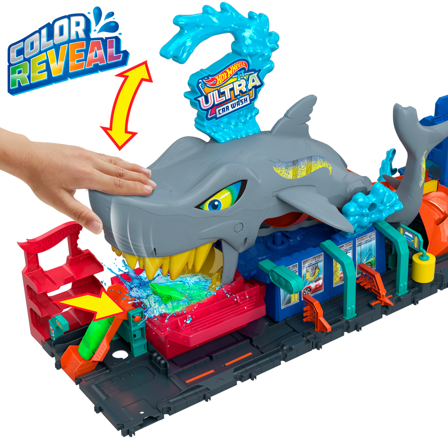 Hot Wheels City Pista de Juguete Lavado de Autos Mega Tiburón