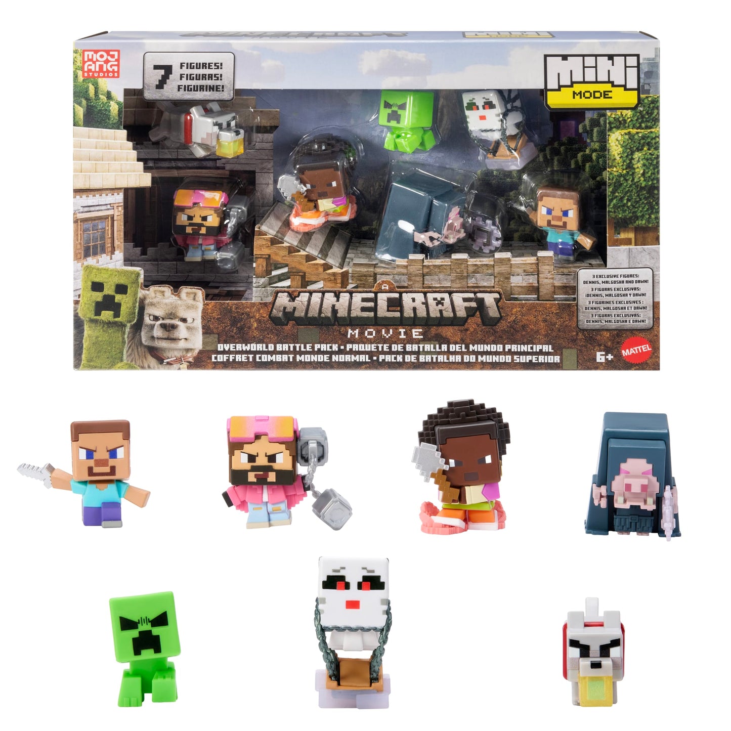 Minecraft Mini Mode Overworld Battle Pack With 7 Mini Action Figures inspired By The Movie