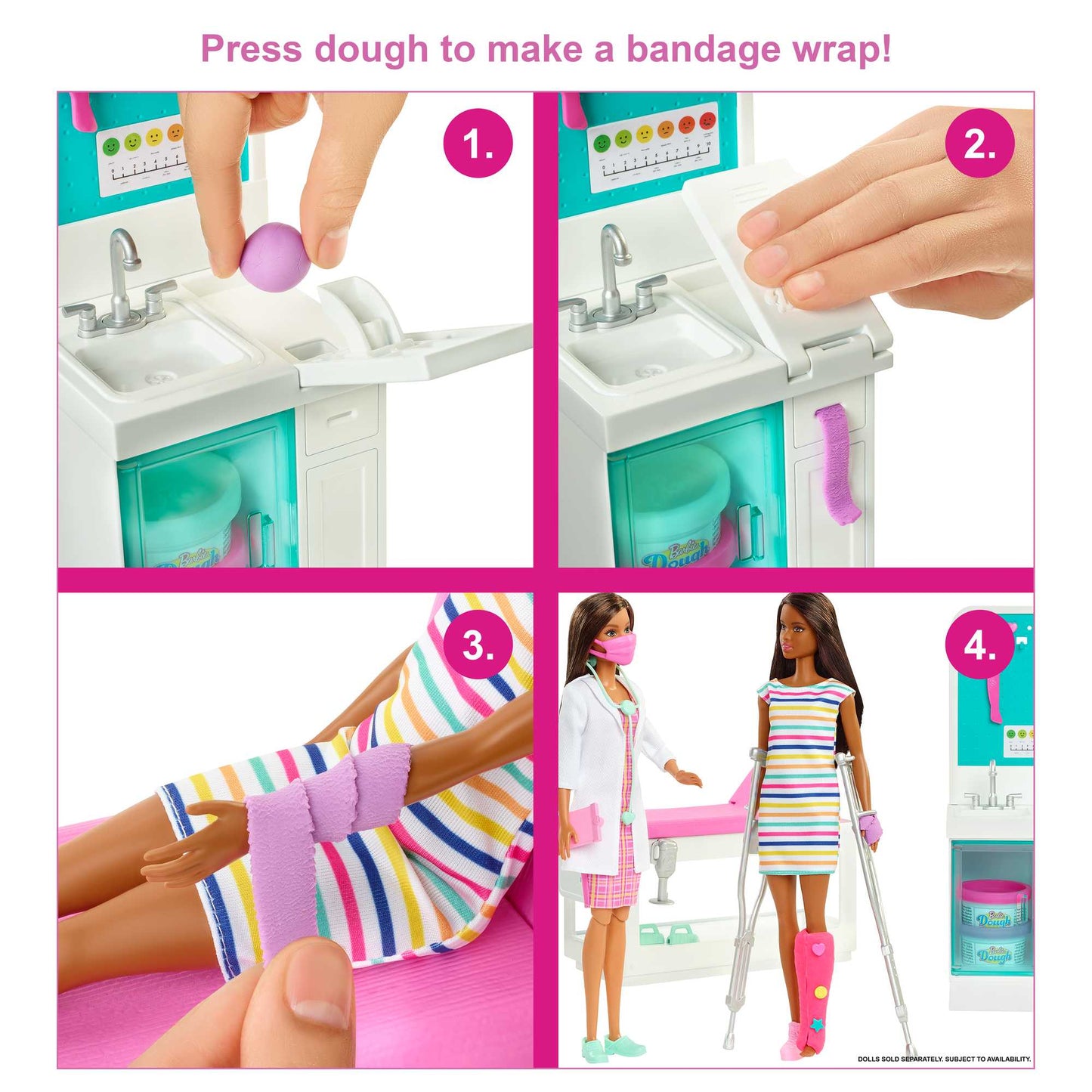 Barbie Fast Cast Clinic Playset With Brunette Barbie Doctor Doll, 4 Play Areas, 30+ Play Pieces