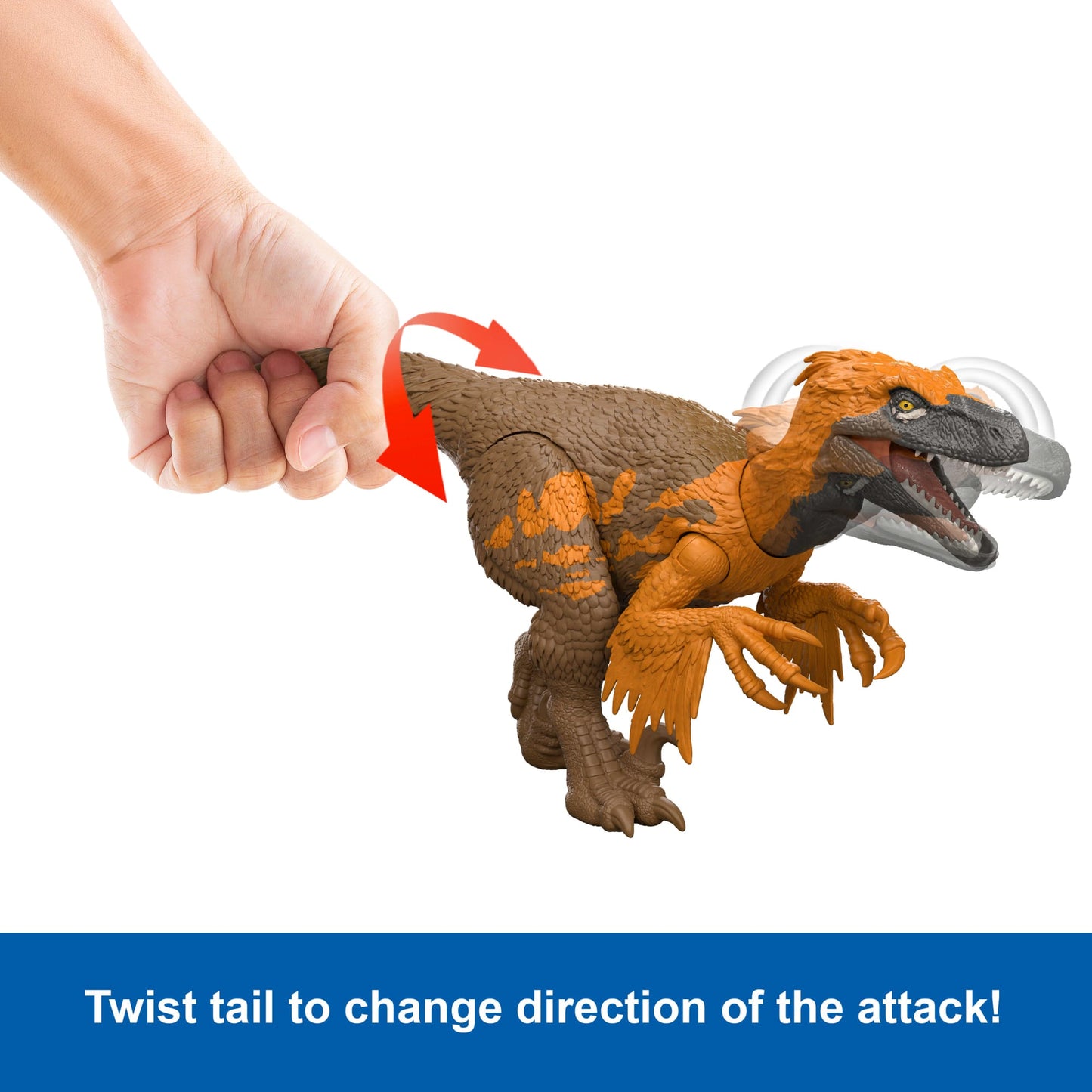 Jurassic World Rebirth Wild Roar Utahraptor Dinosaur Toy, Tail Controlled Attack Chomp & Sound