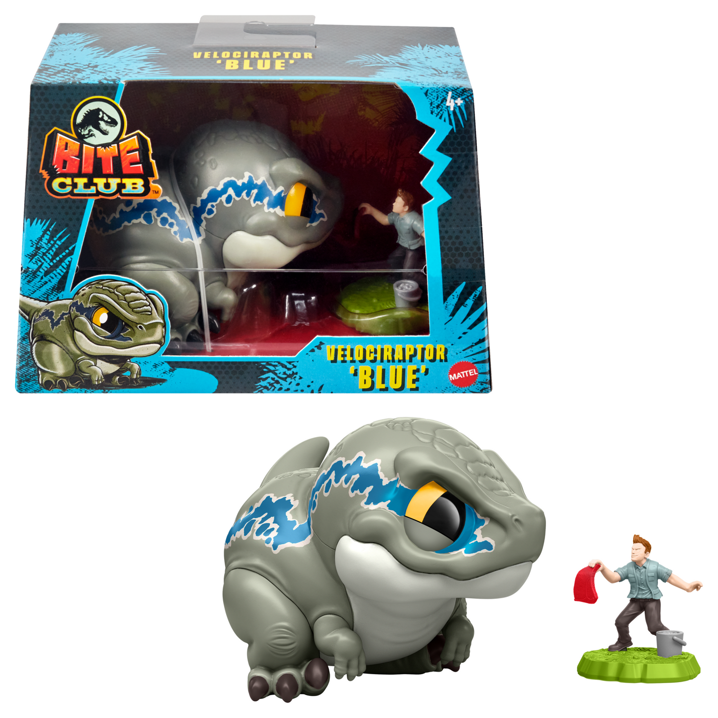 Jurassic World Bite Club Velociraptor Blue Dinosaur Collectible Figure