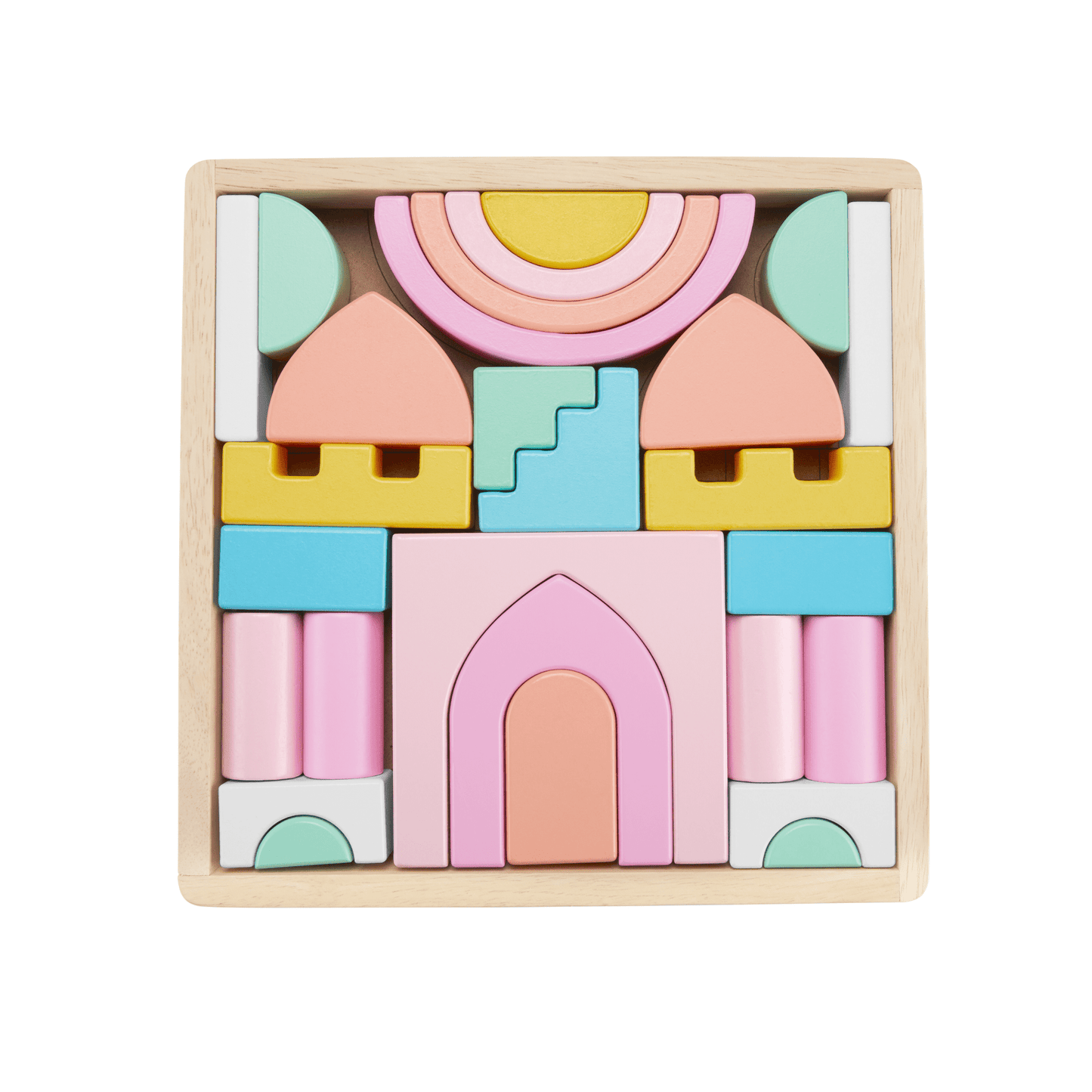 Fisher-Price  Coffret Château de Blocs en Bois, 28Éléments en Bois