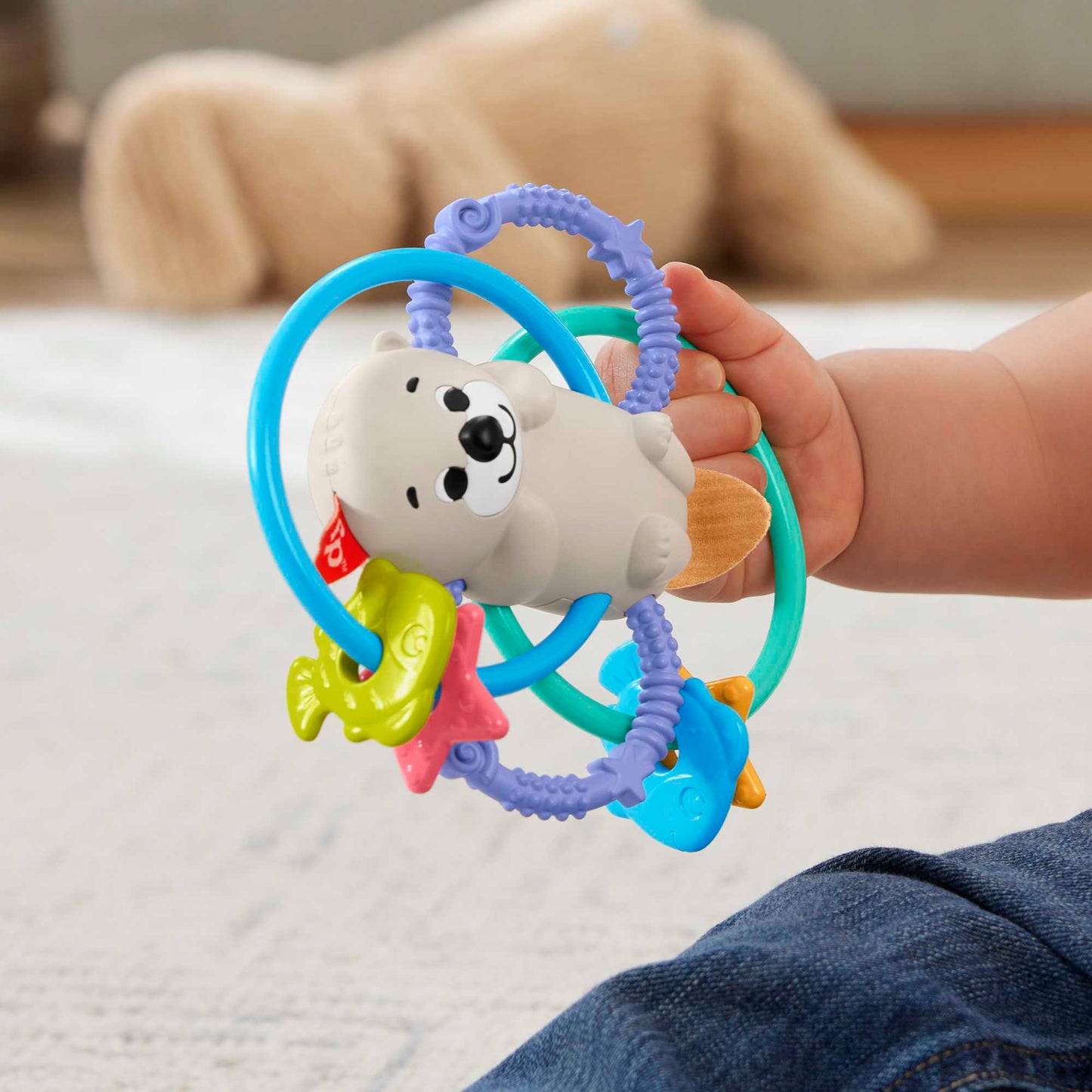 Hochet et Jouet de dentition Sans Bpa Pour Nouveau-Nés de Fisher-Price, Loutre à Tordre et Mordiller