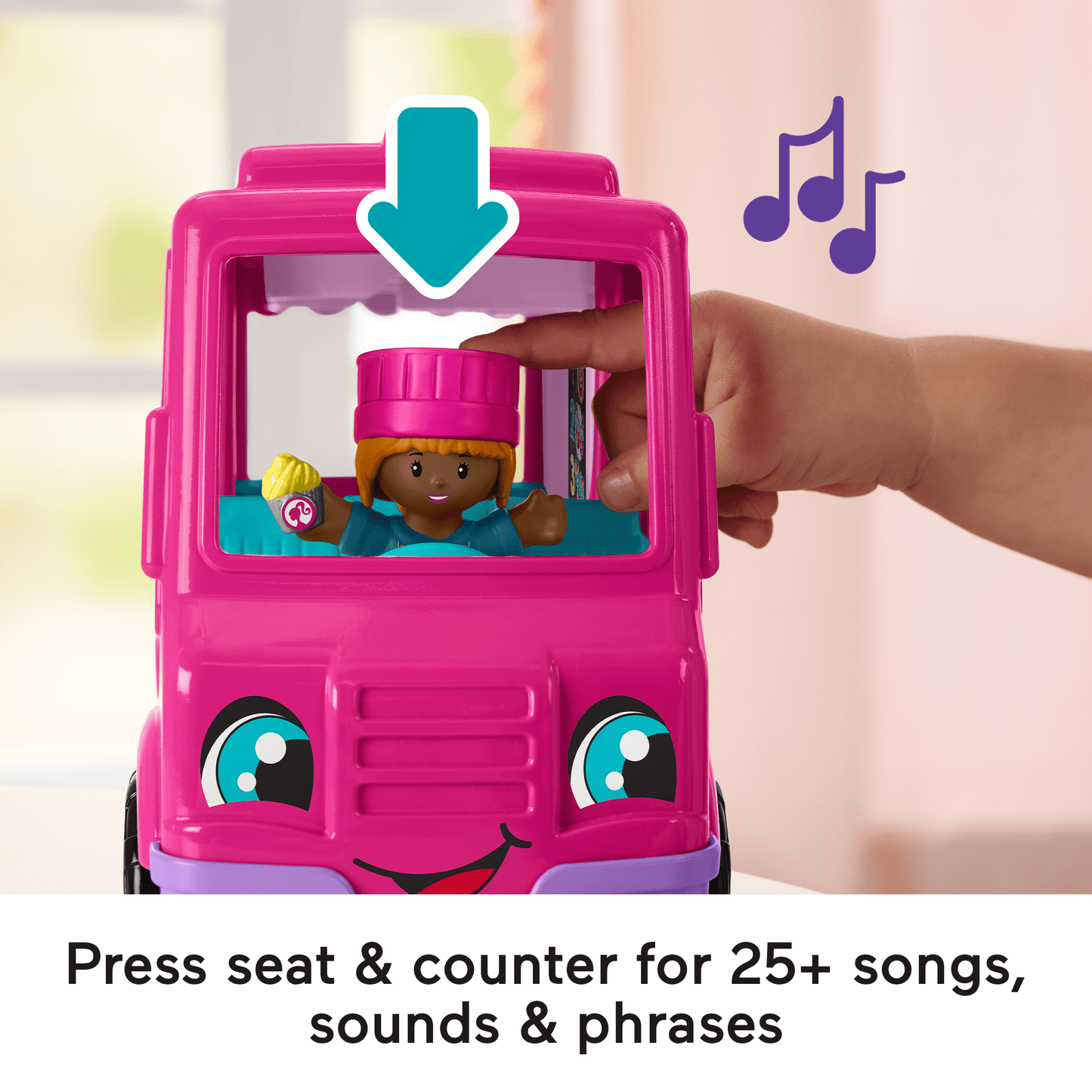 Fisher-Price Little People Barbie Cupcake Truck Musical Toddler Playset With 9 Play Pieces