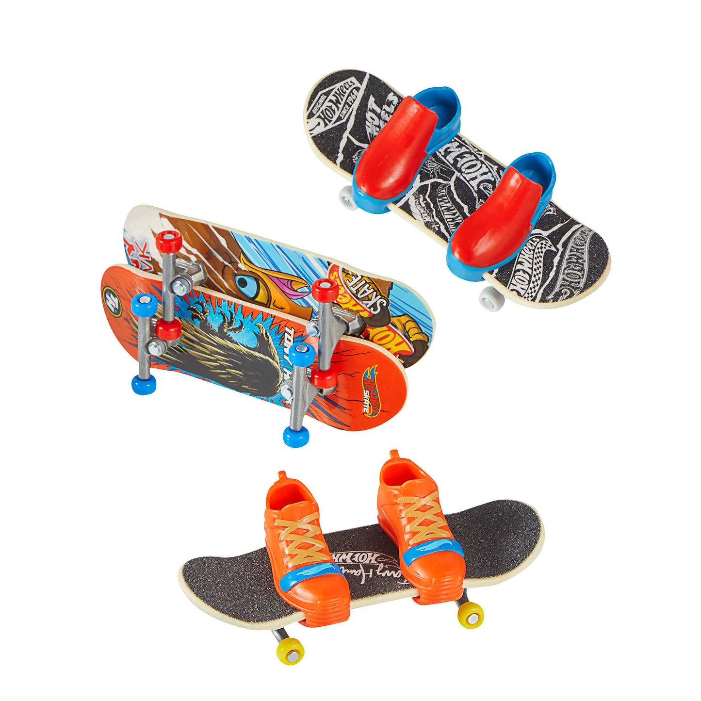 Hot Wheels Skate Vehículo de Juguete Paquete de Patinetas con Tenis Tony Hawk Pájaros