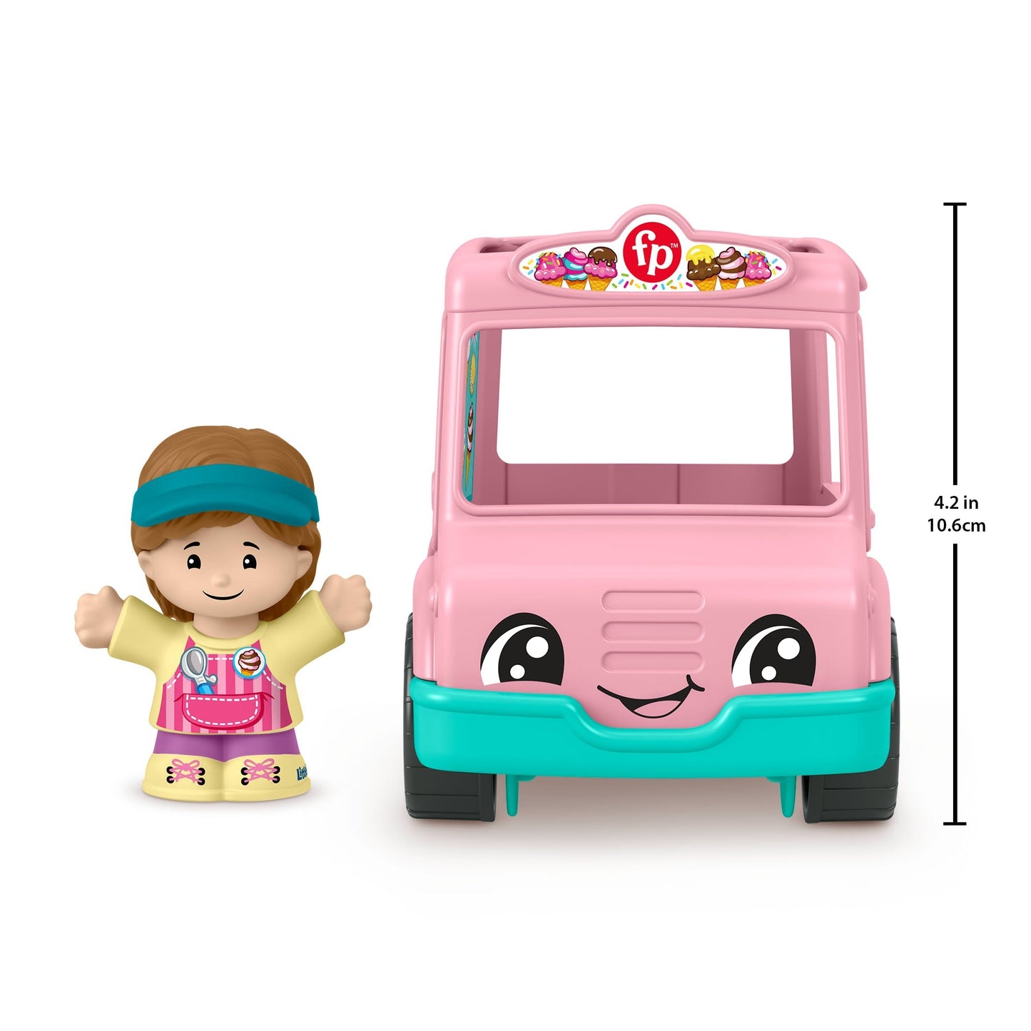 Fisher-Price Little People Ice Cream Truck, Push-Along Toy Vehicle & Figure For Toddlers & Kids