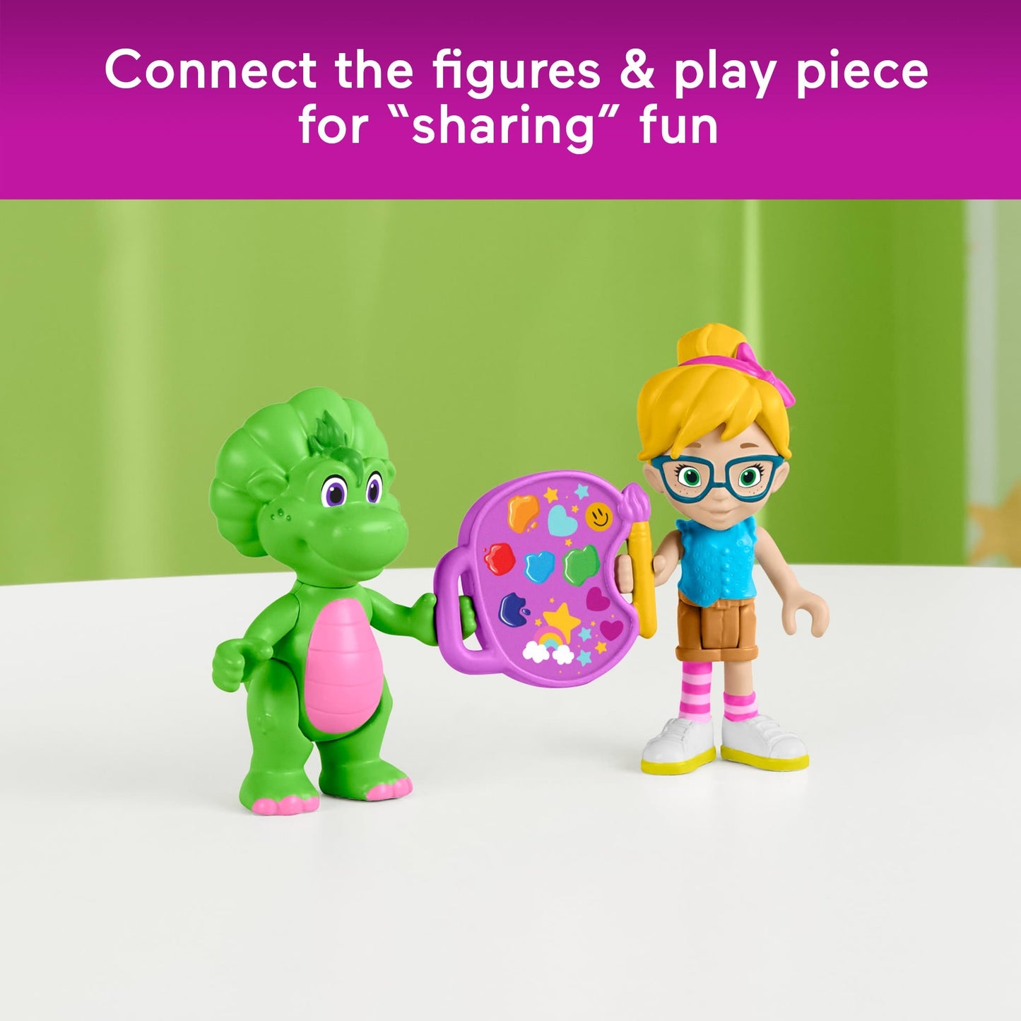 Fisher-Price Barney's World Barney's Friend Vivie & Baby Bop Figure Set For Kids, 3 Toys